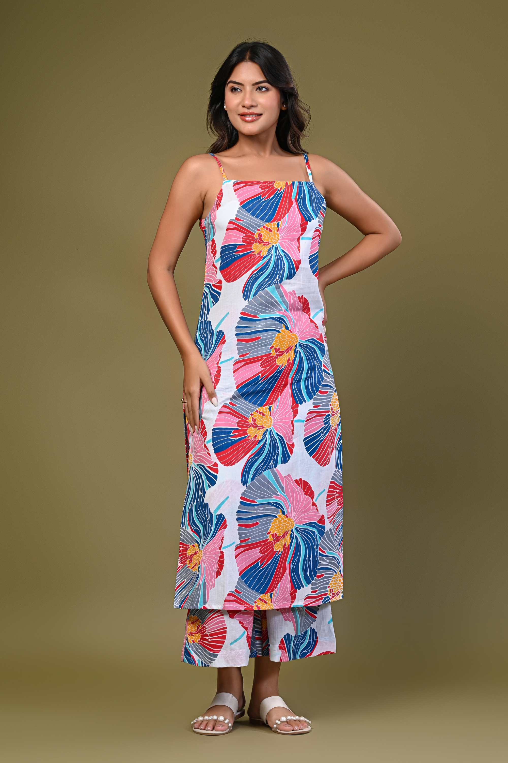 Women's Sleeveless Floral Printed Co-ord Set