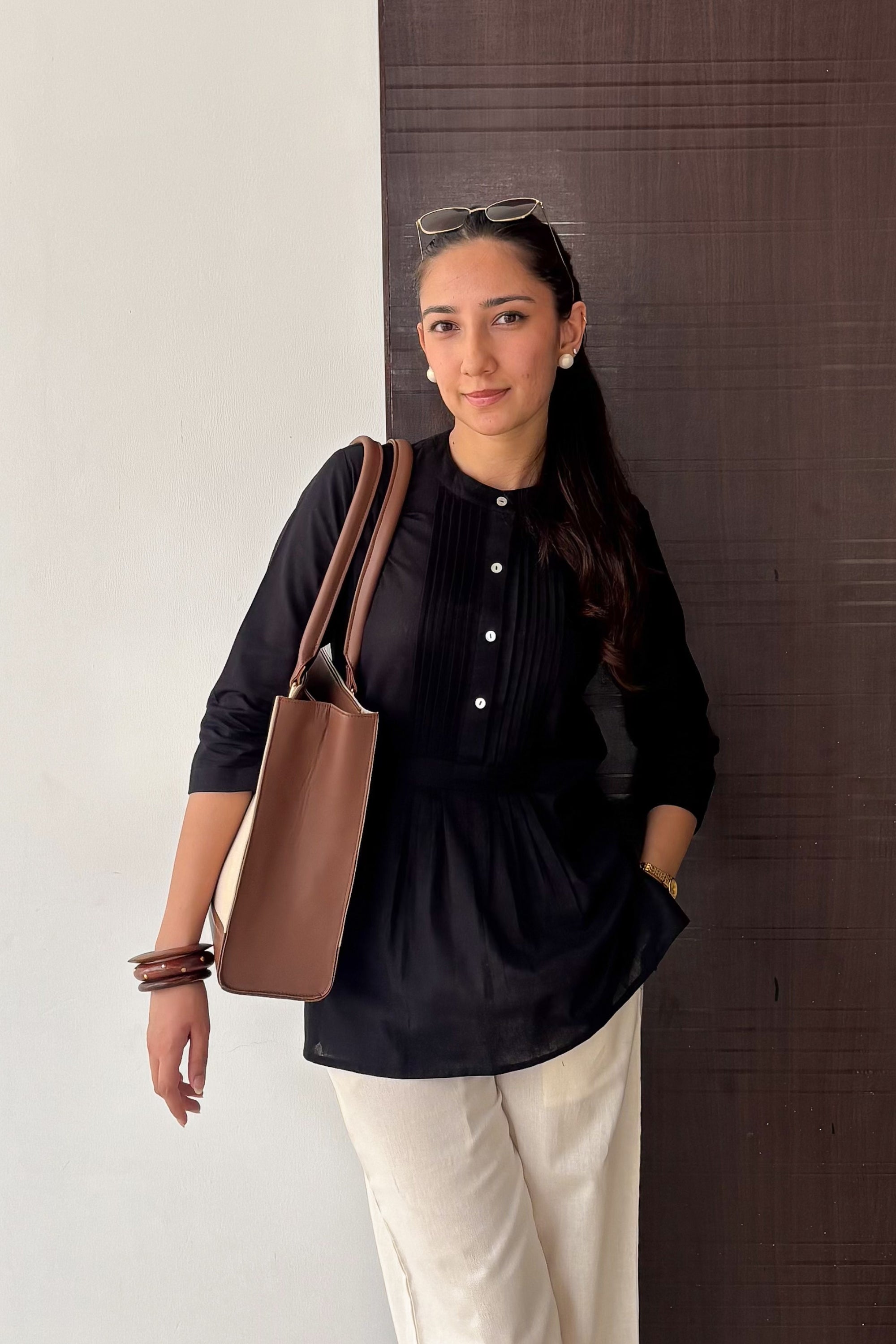 Black Pin-Tuck Tunic