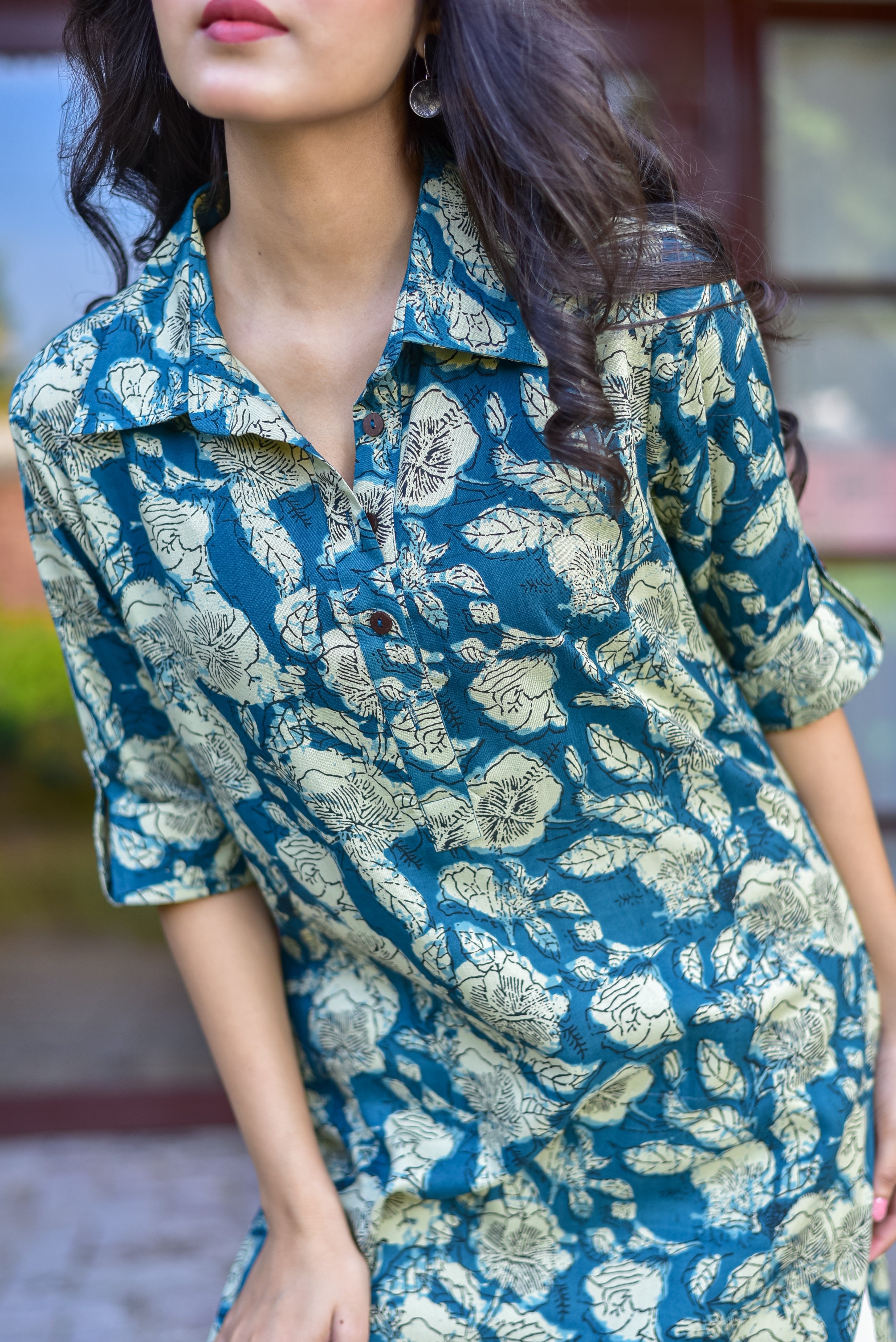 Relaxed Rayon Floral Kurta