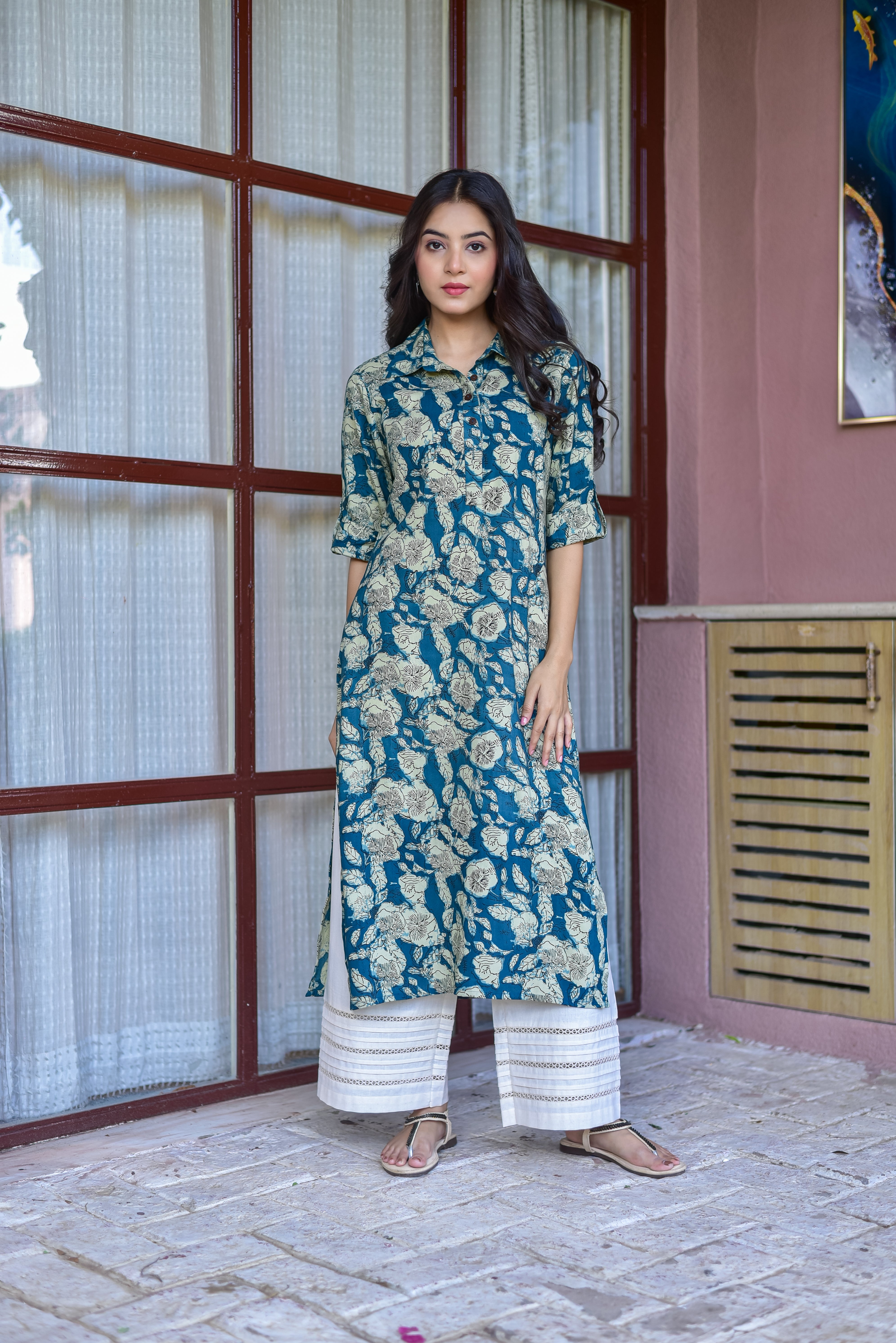 Relaxed Rayon Floral Kurta