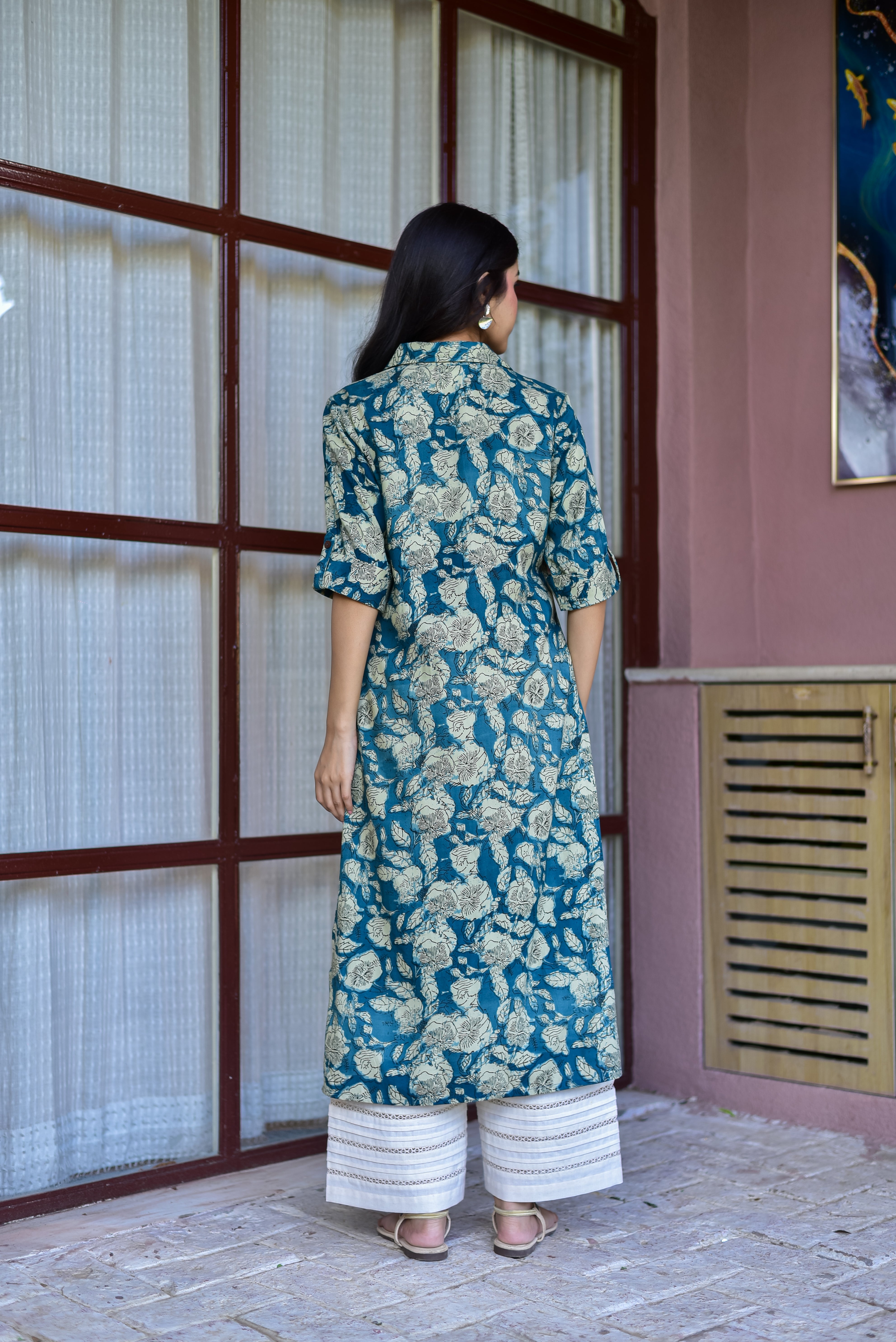 Relaxed Rayon Floral Kurta