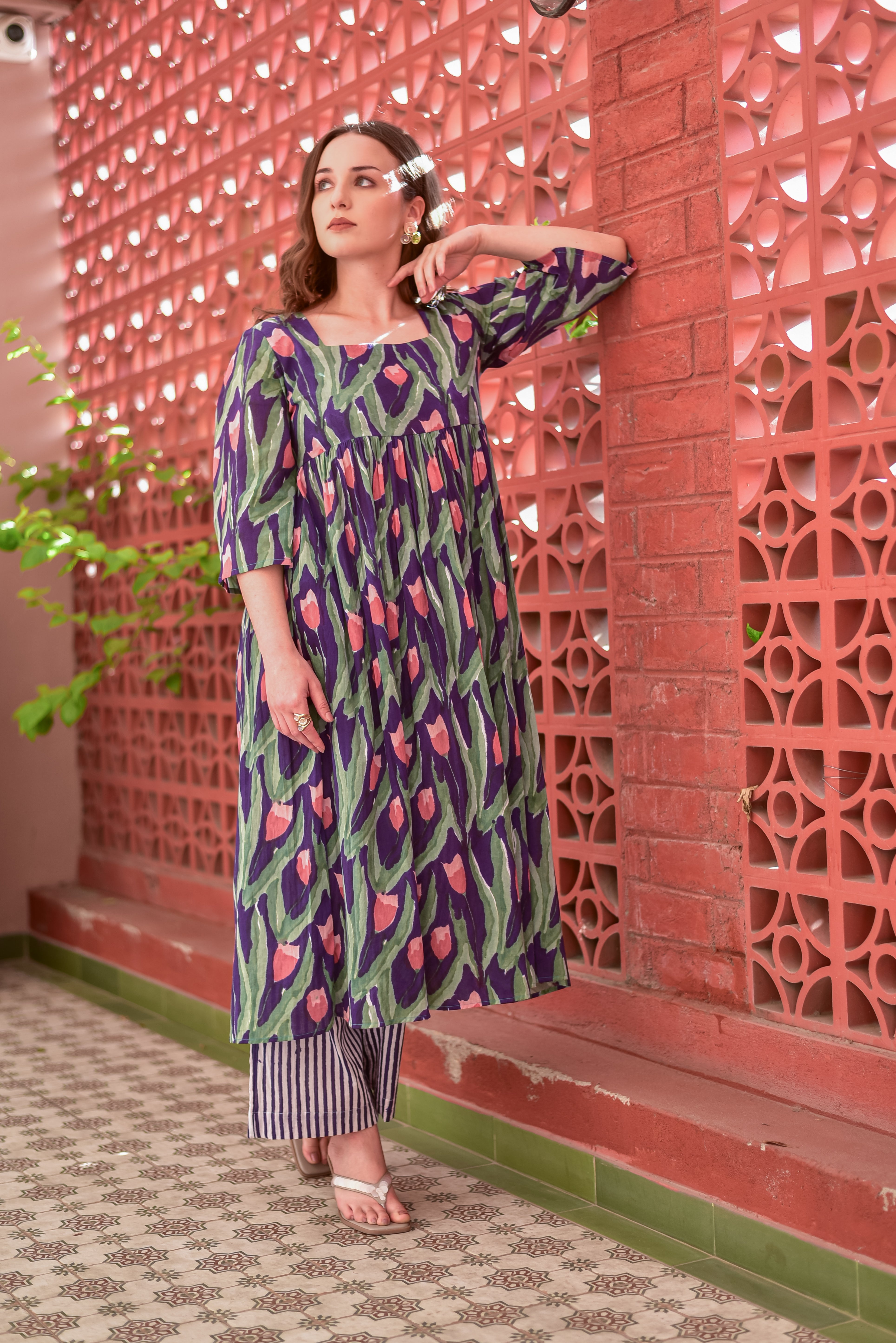 Mul Cotton Block Print Kurta Set