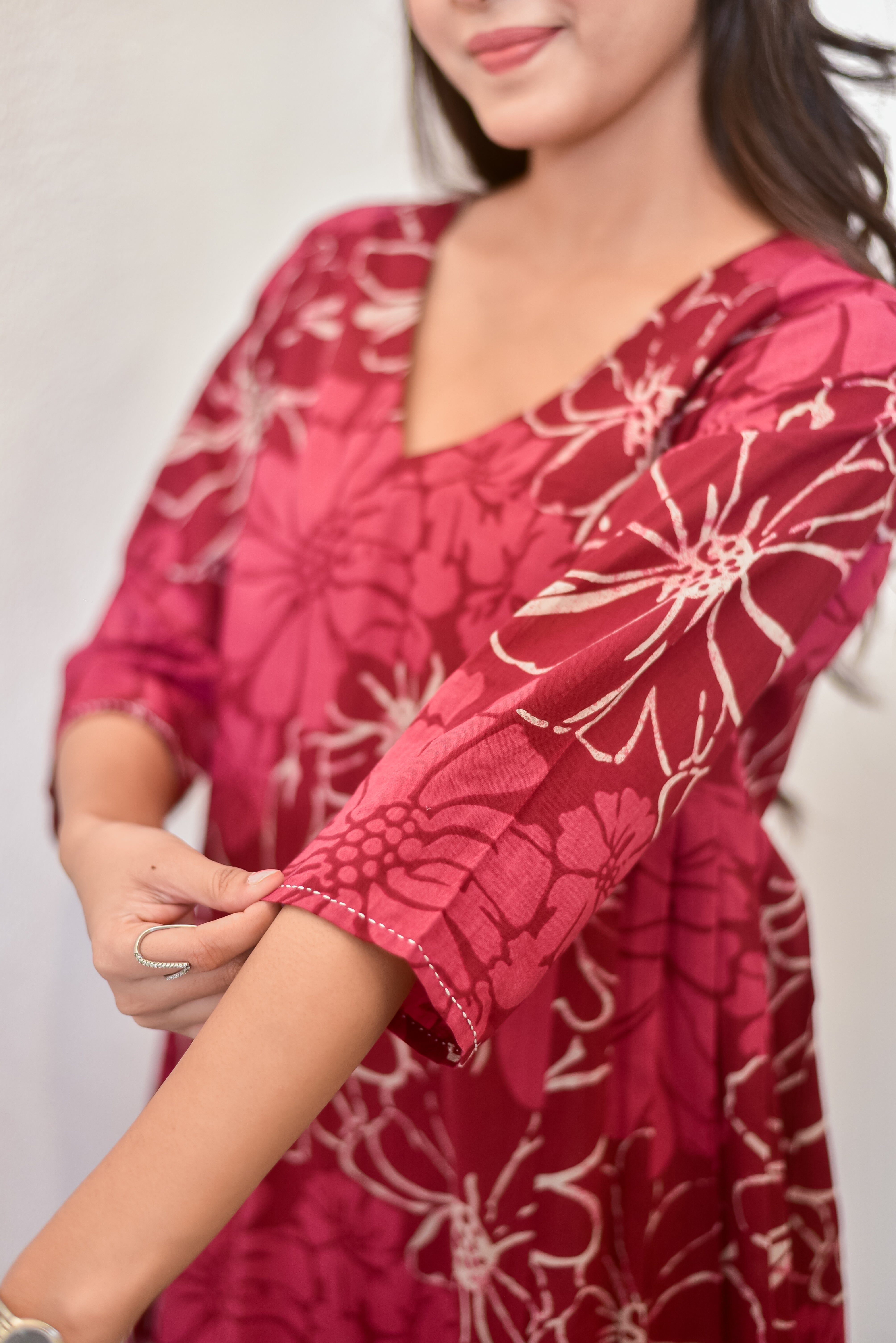 Floral Side-Pleat Kurta