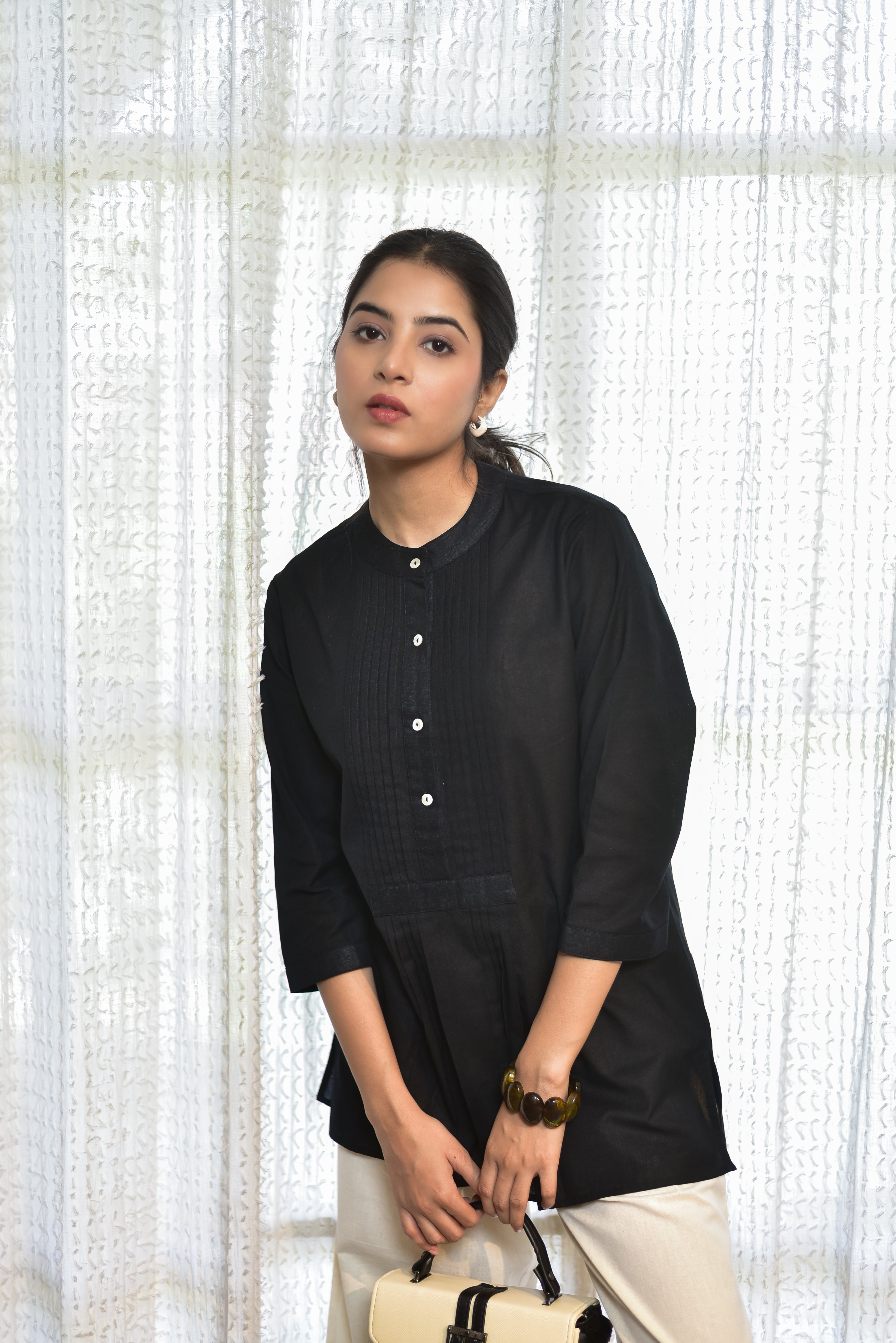 Black Pin-Tuck Tunic