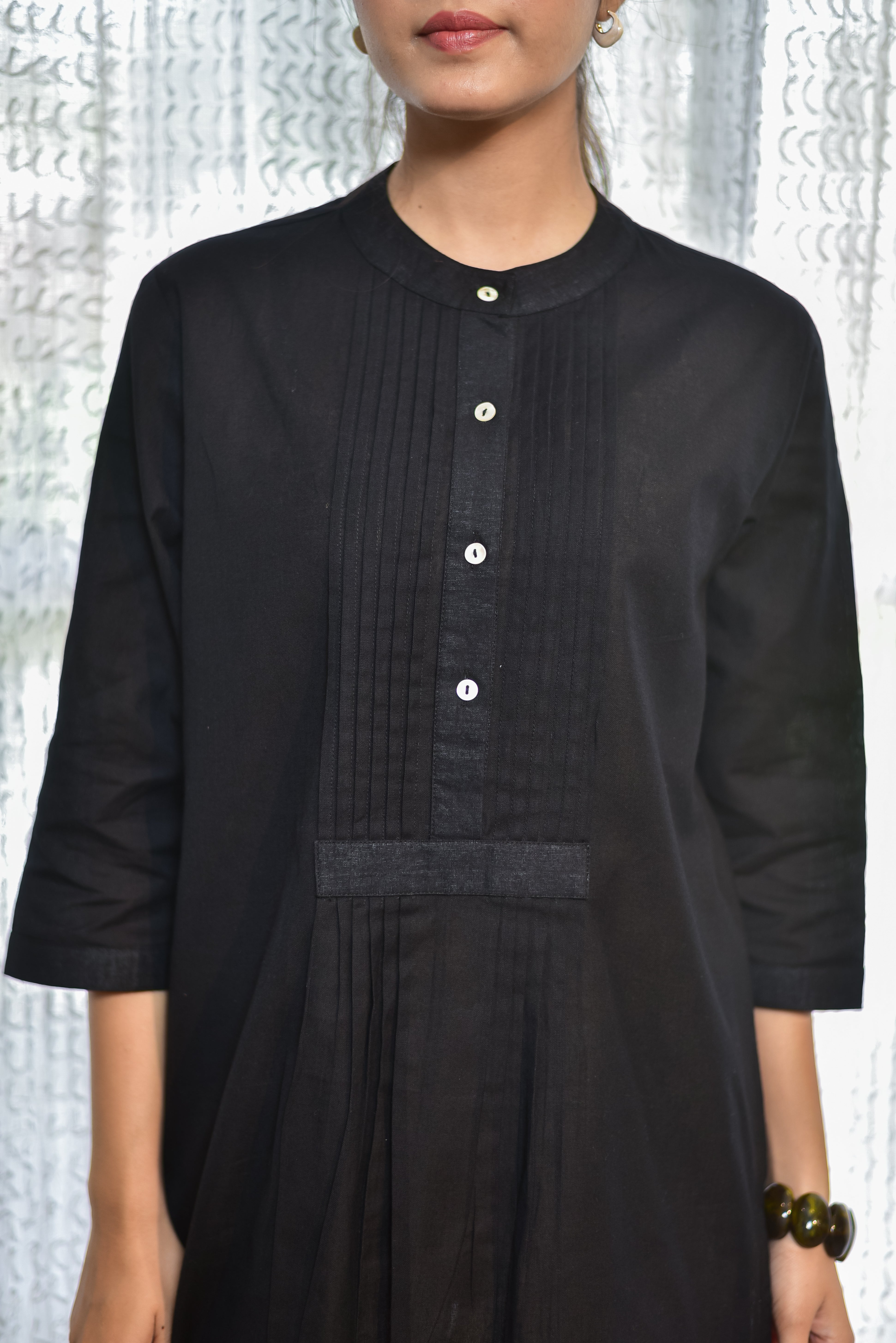 Black Pin-Tuck Tunic