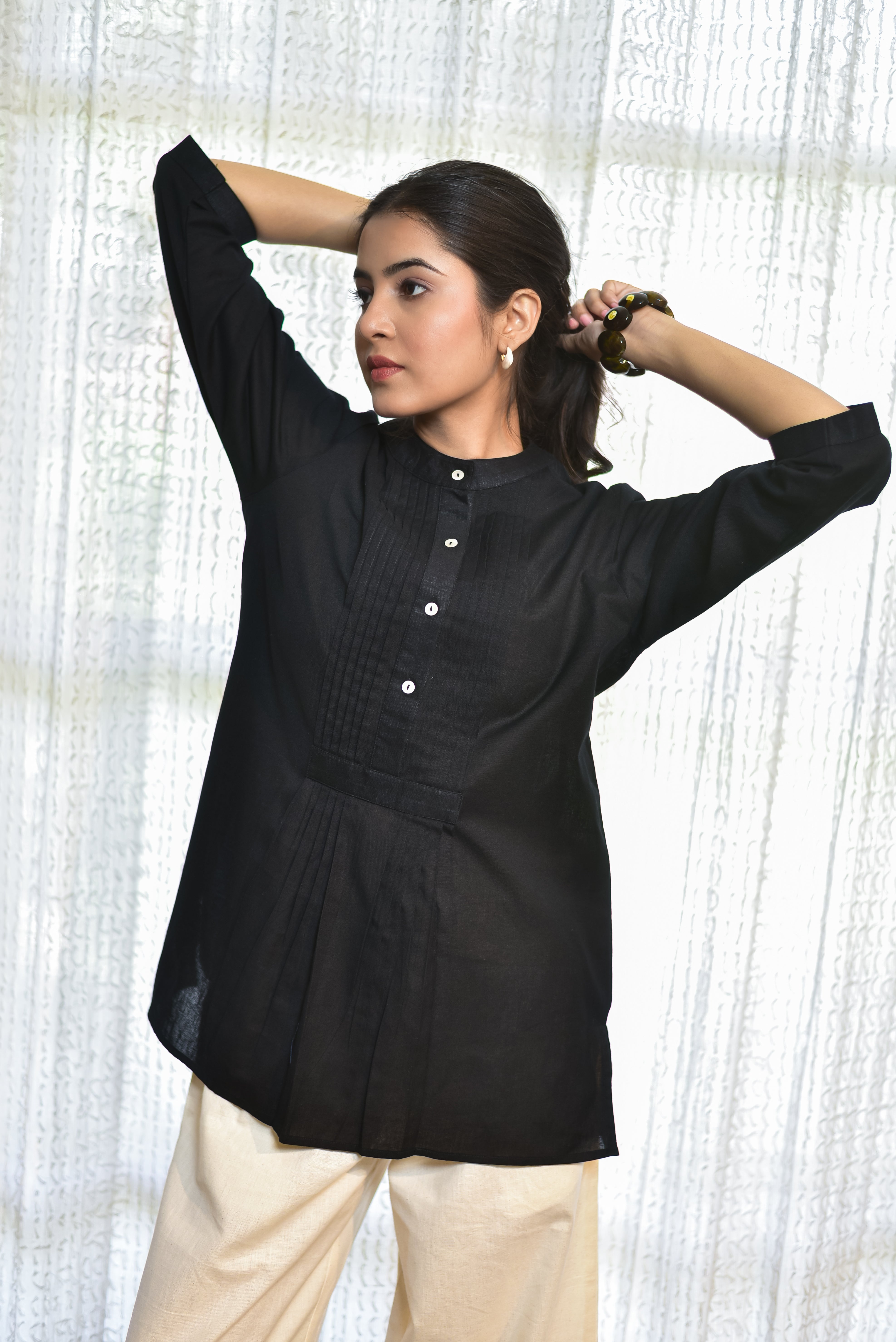 Black Pin-Tuck Tunic