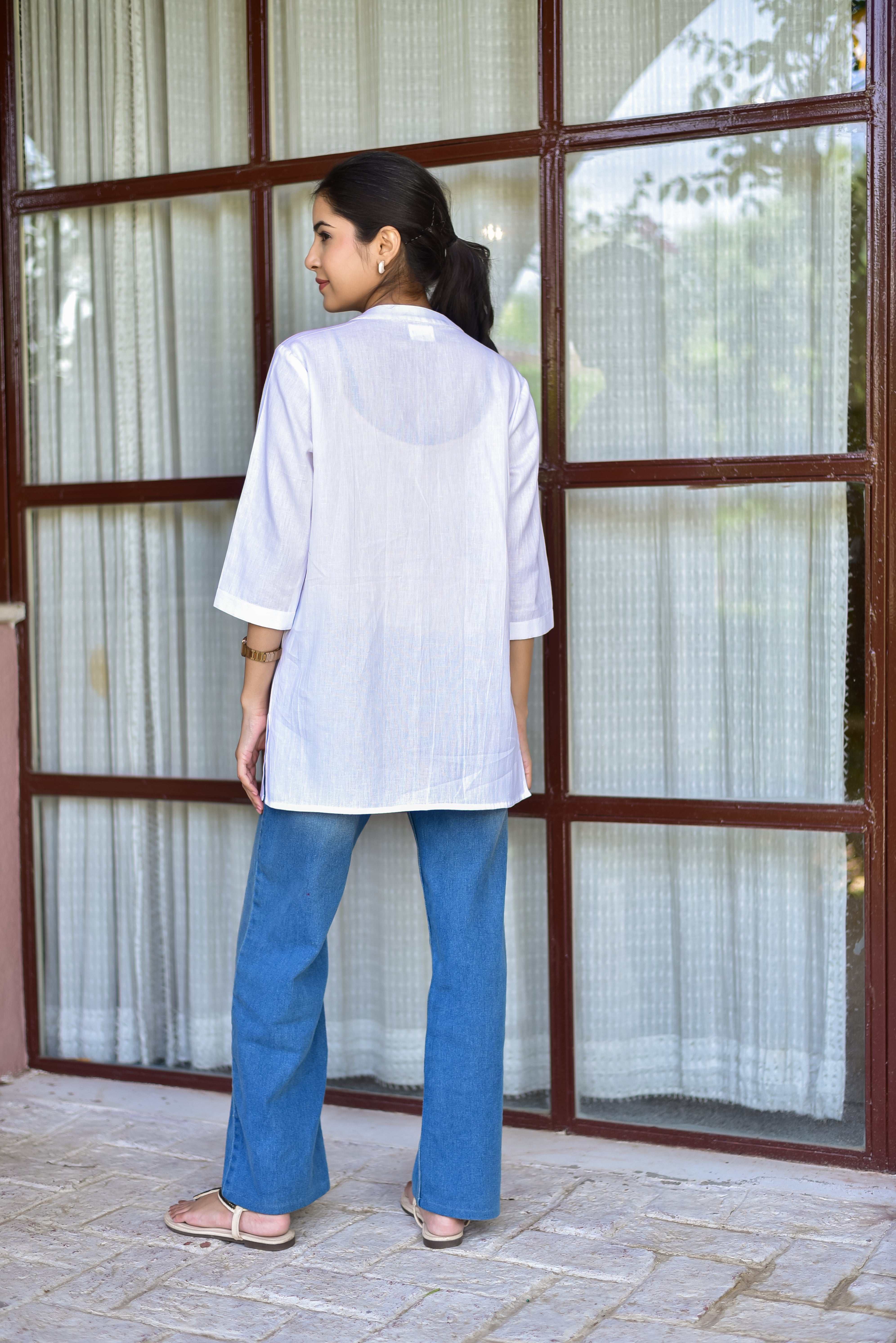White Pin-Tuck Tunic