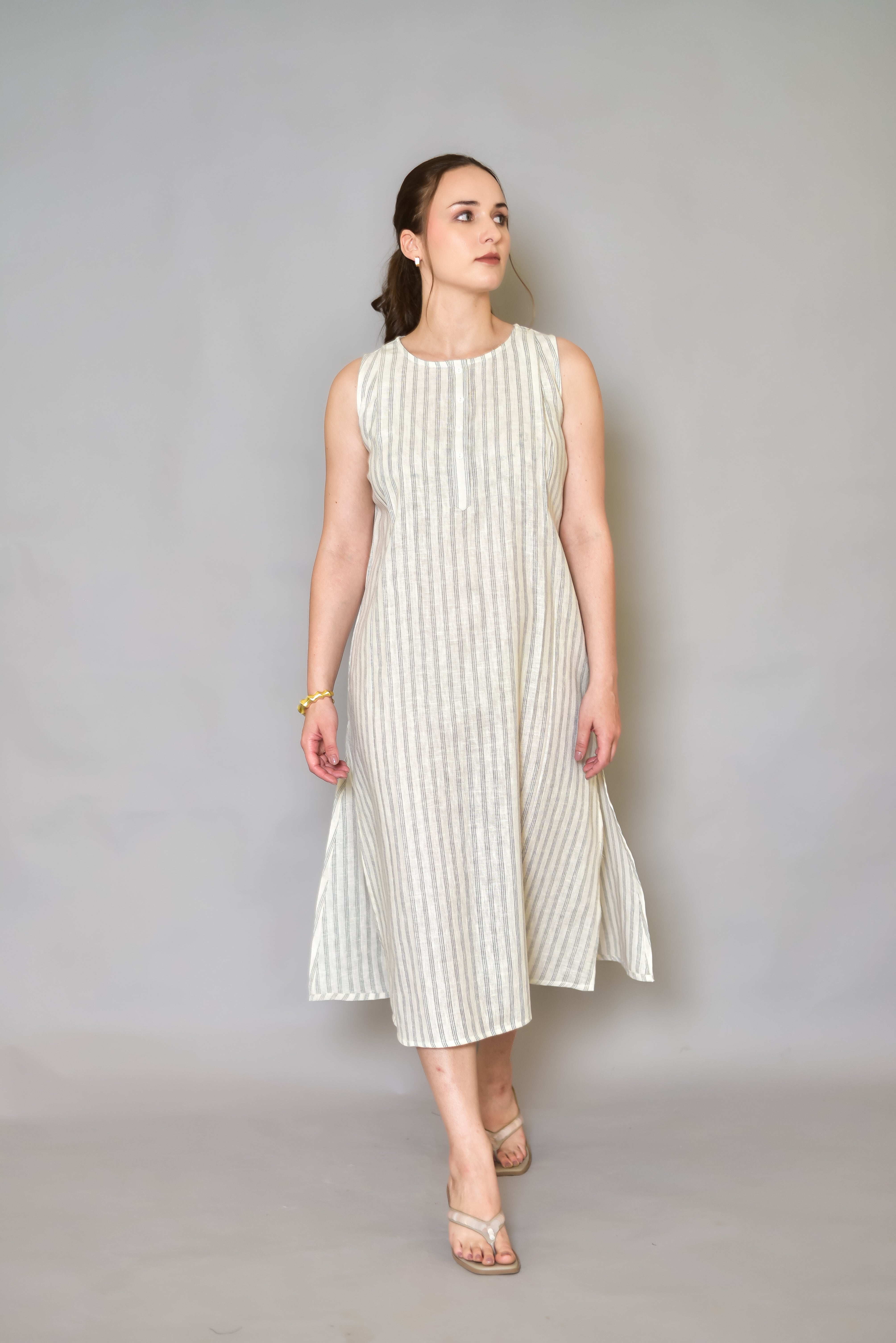 The Minimal Grey Striped Kurta