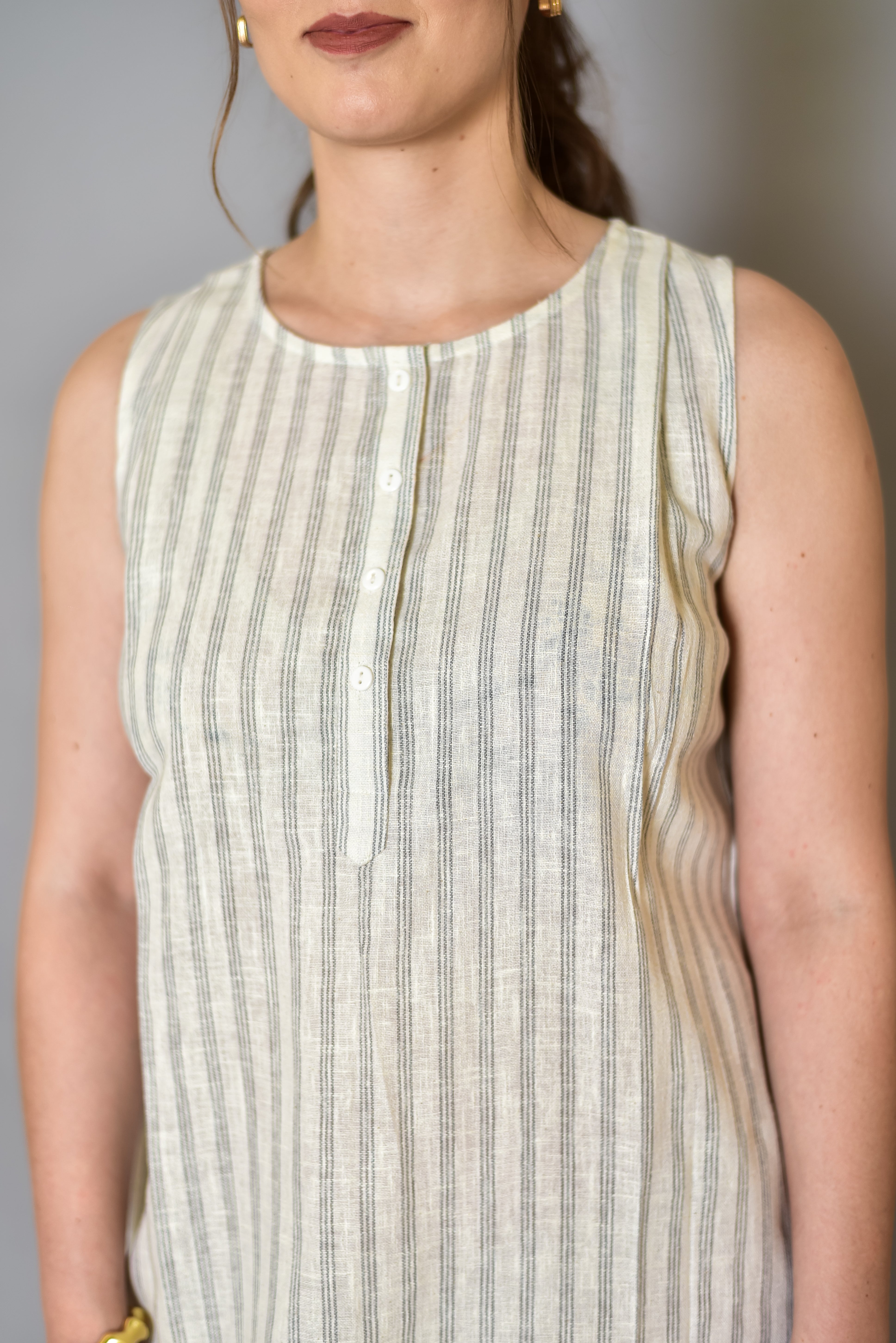 The Minimal Grey Striped Kurta