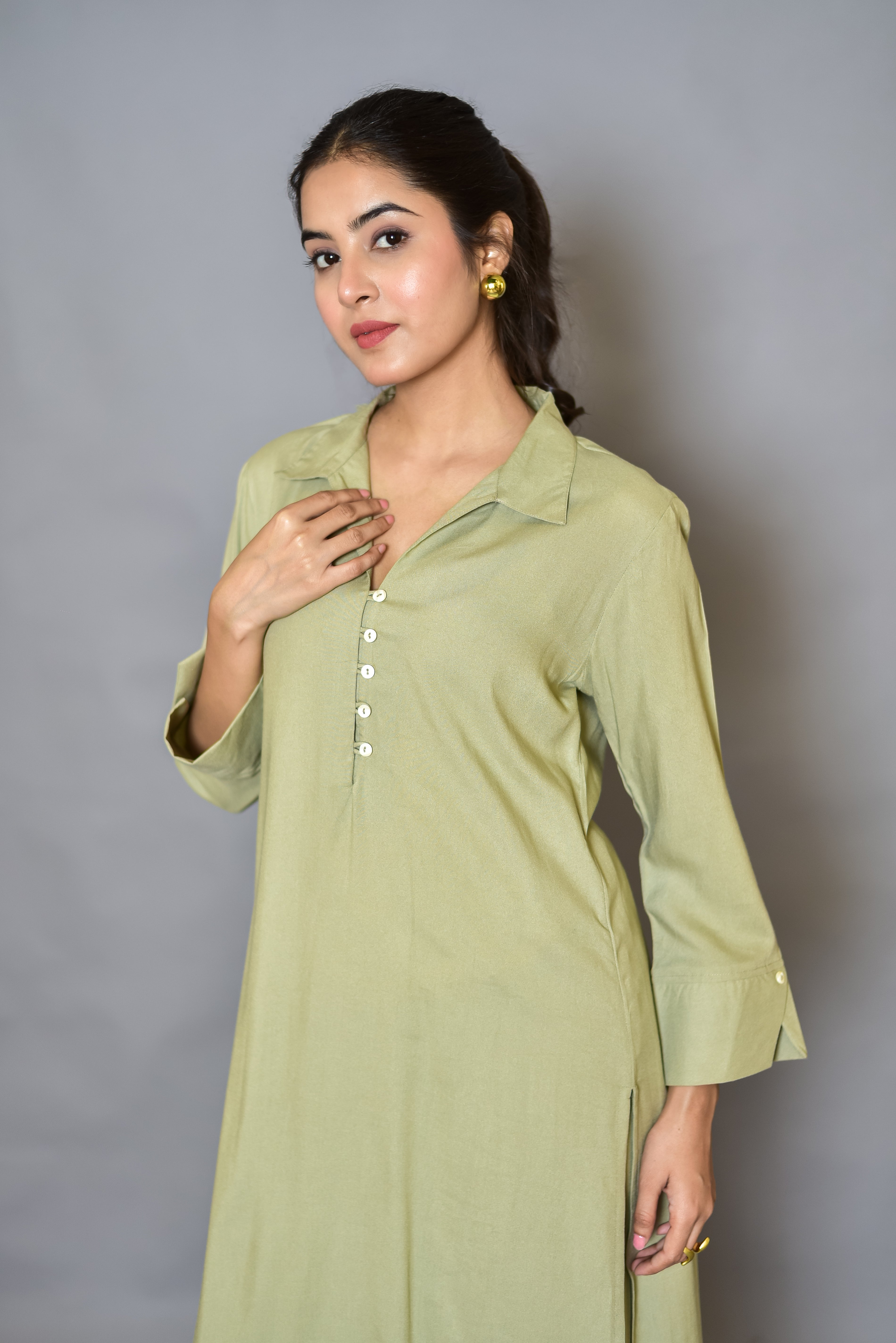 Rayon Shirt-Style Co-ord Set