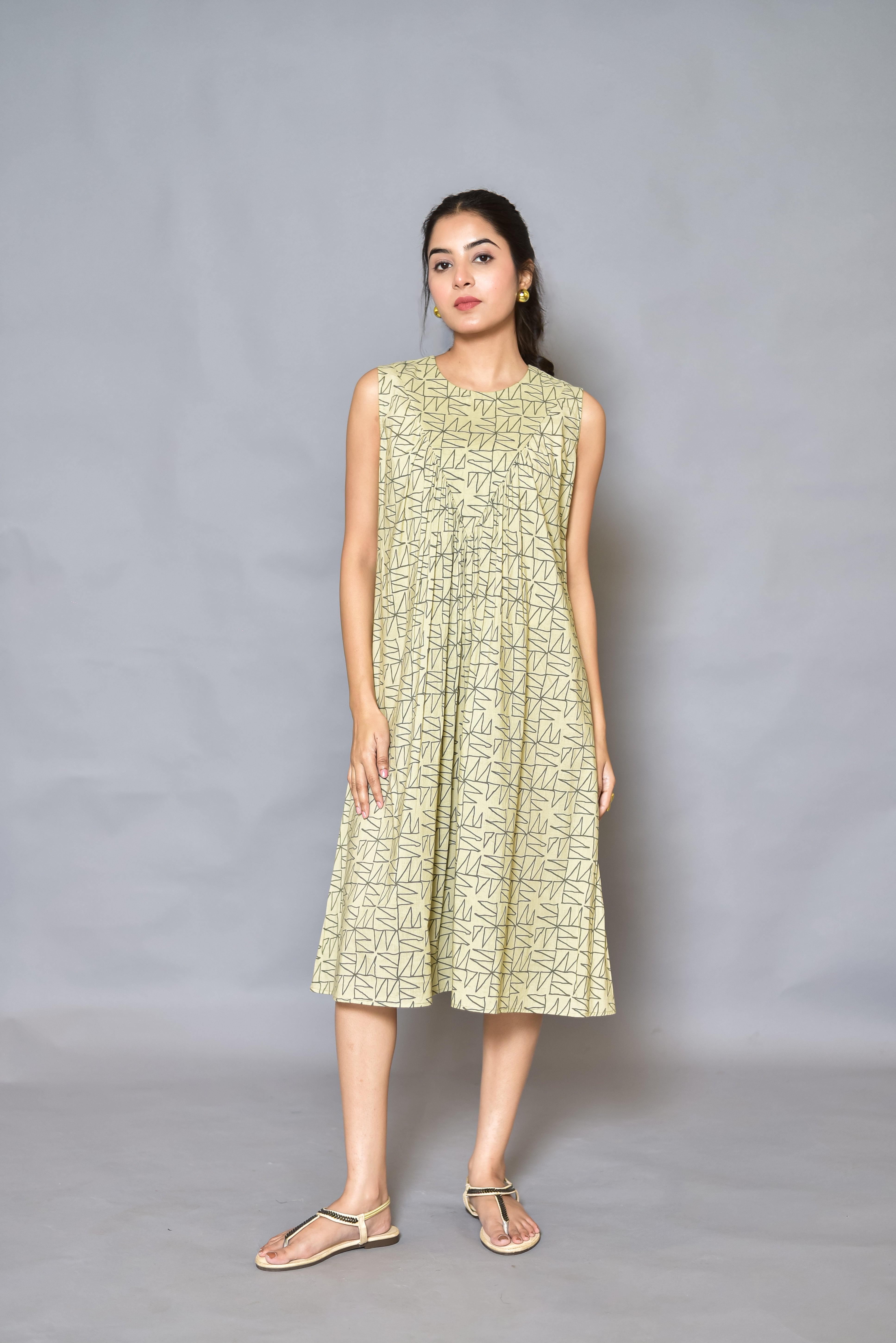 Abstract Print Flared Short Dress