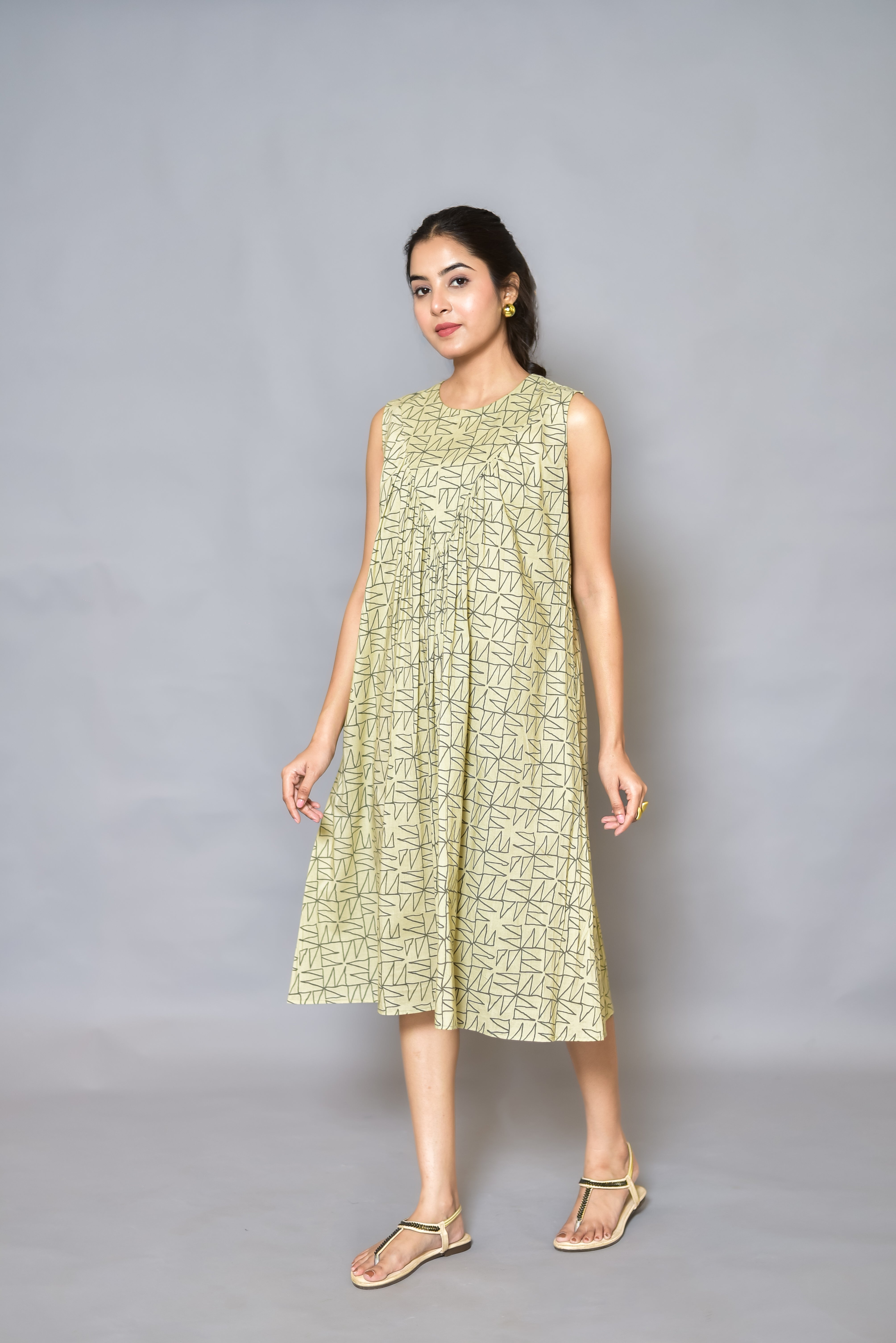 Abstract Print Flared Short Dress