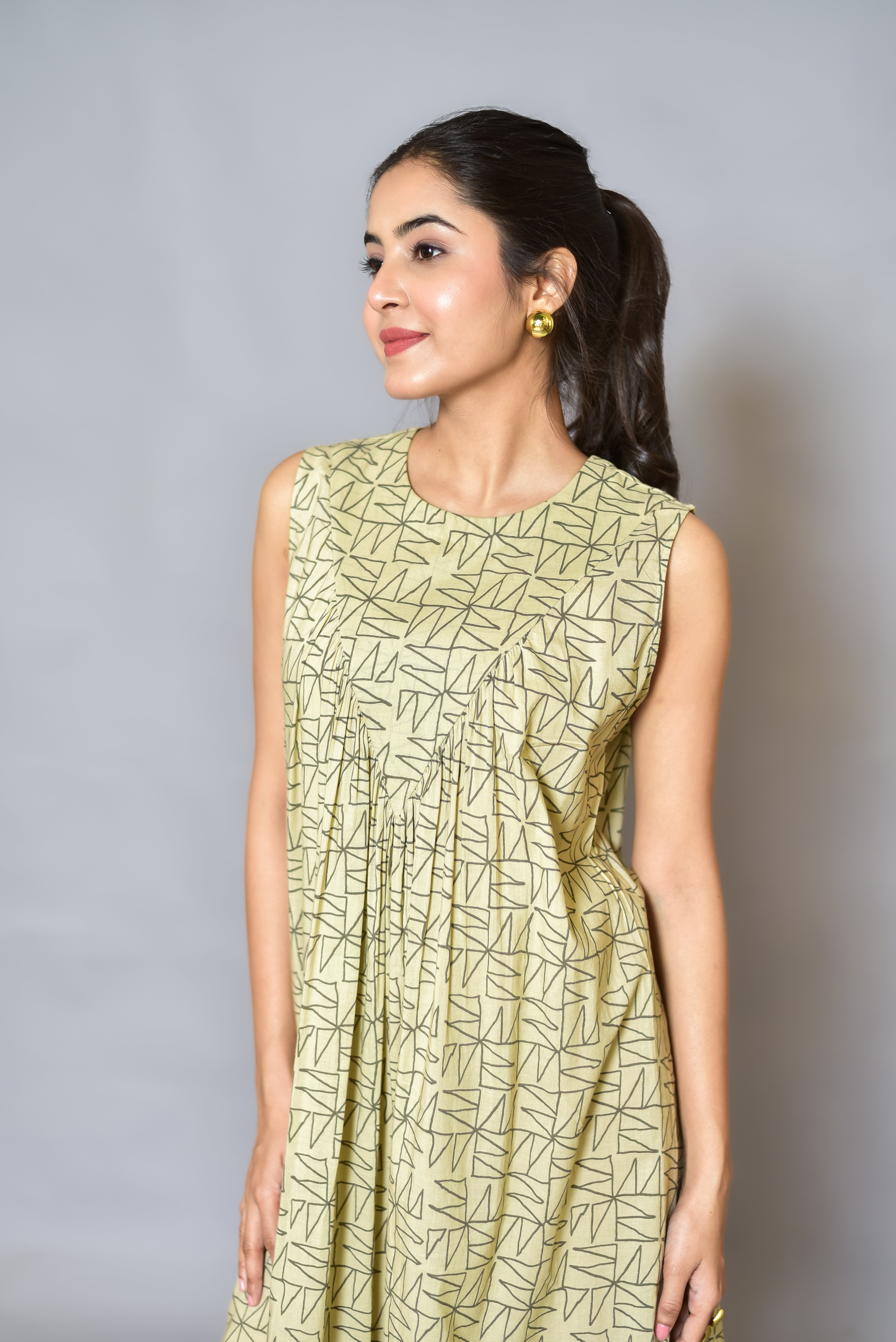 Abstract Print Flared Short Dress