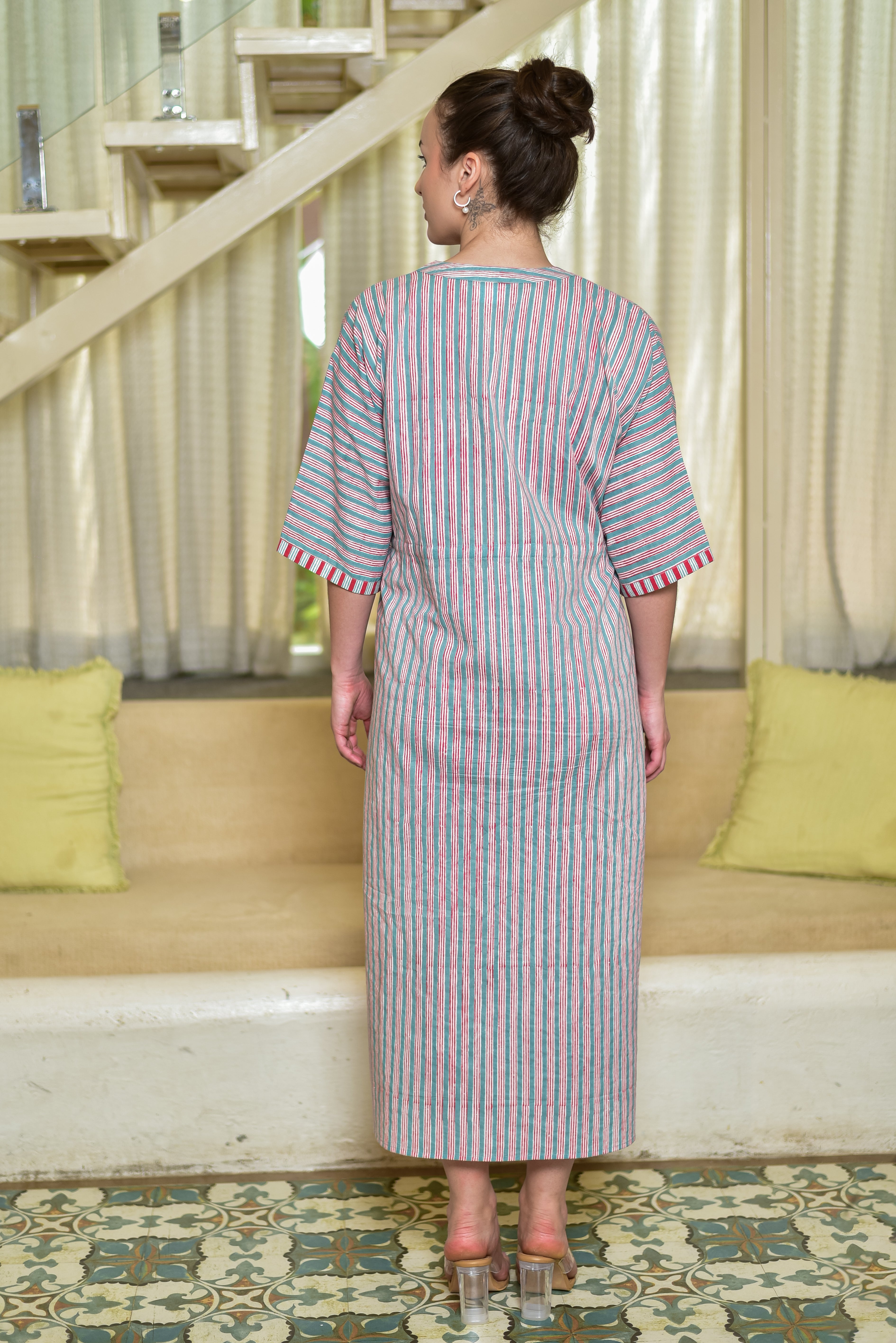 Block Print Kaftan Dress