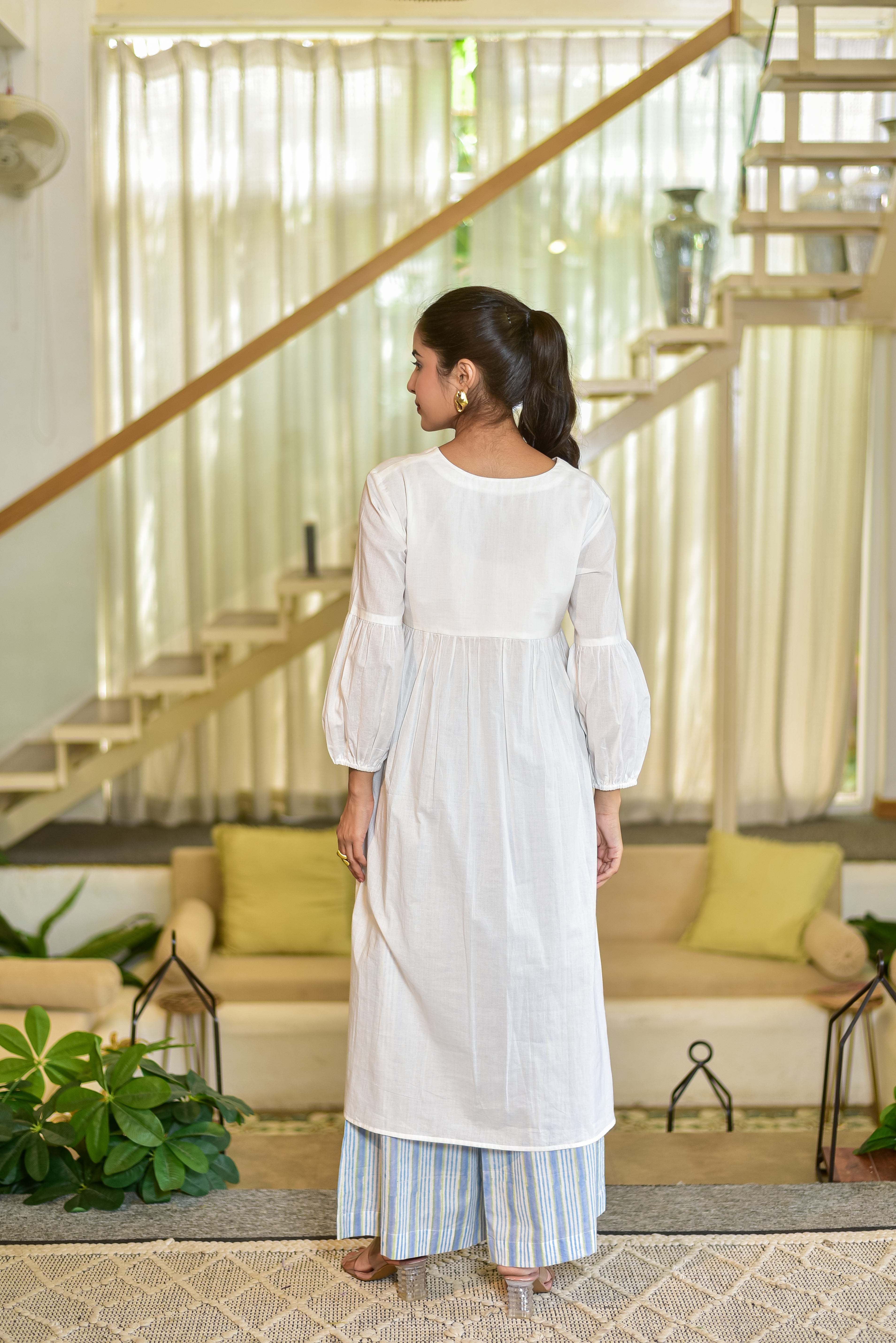 Relaxed Fit White Cotton Kurta