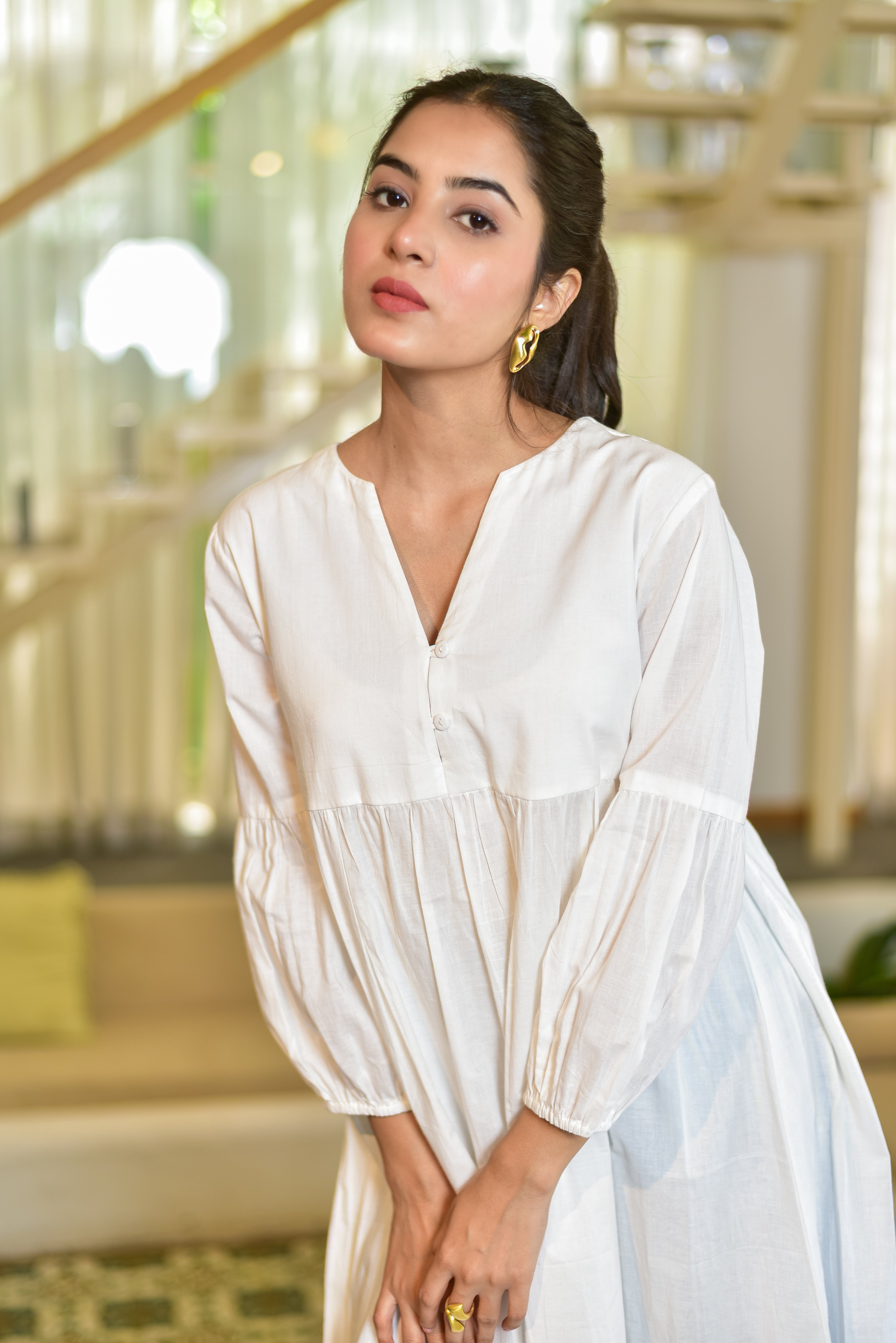 Relaxed Fit White Cotton Kurta