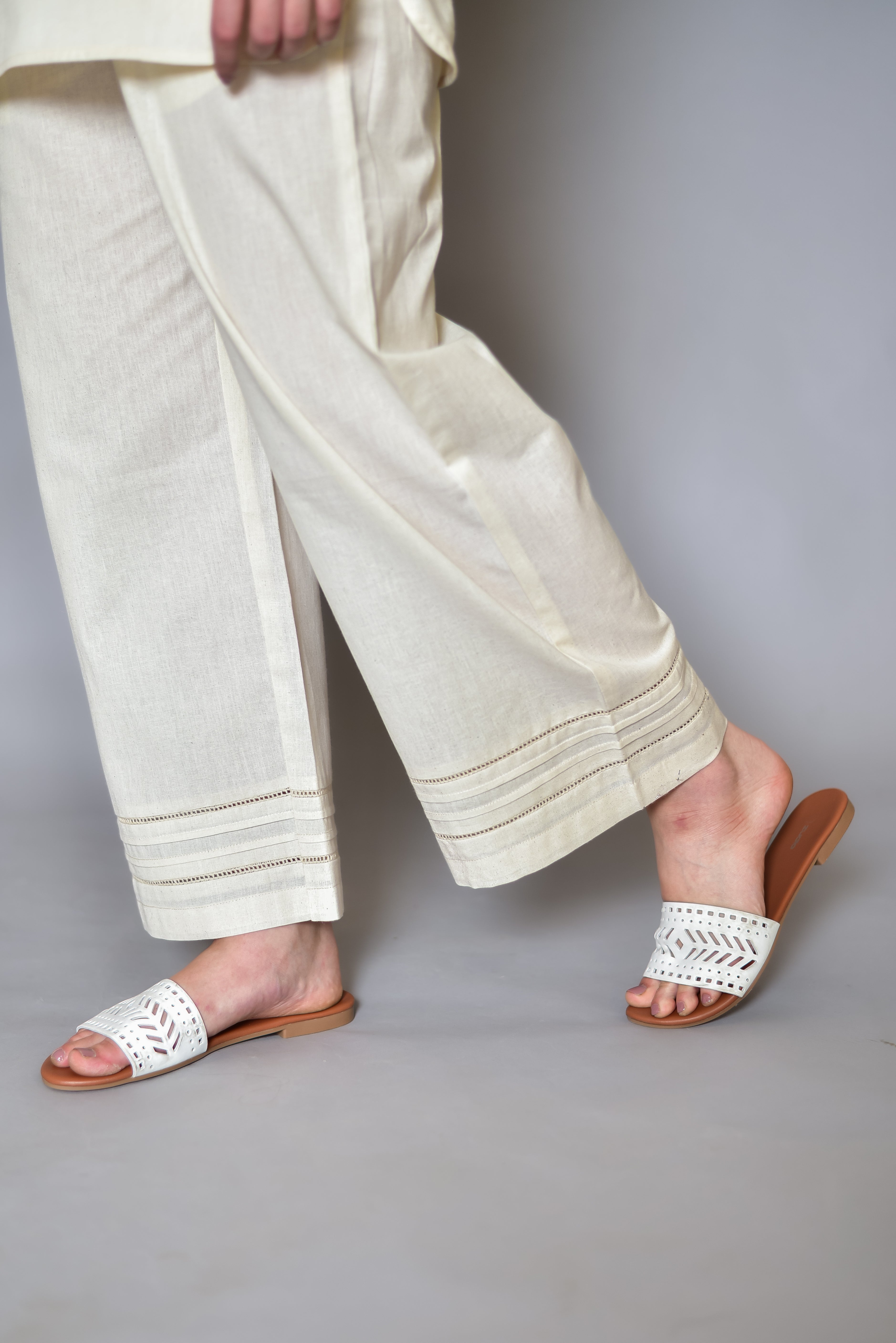 Off-White Cotton Lace Bottom