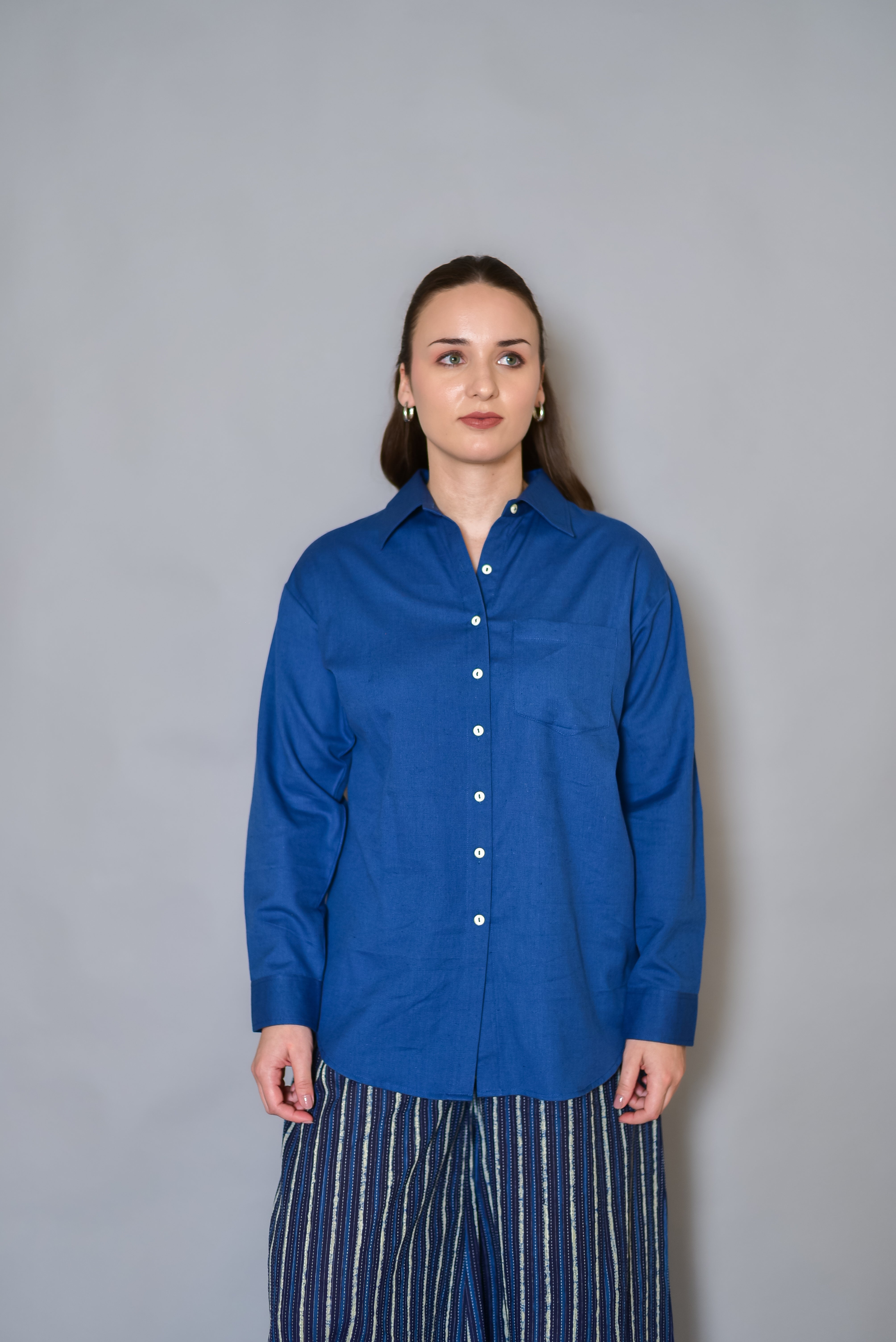 Formal Indigo Cotton Shirt