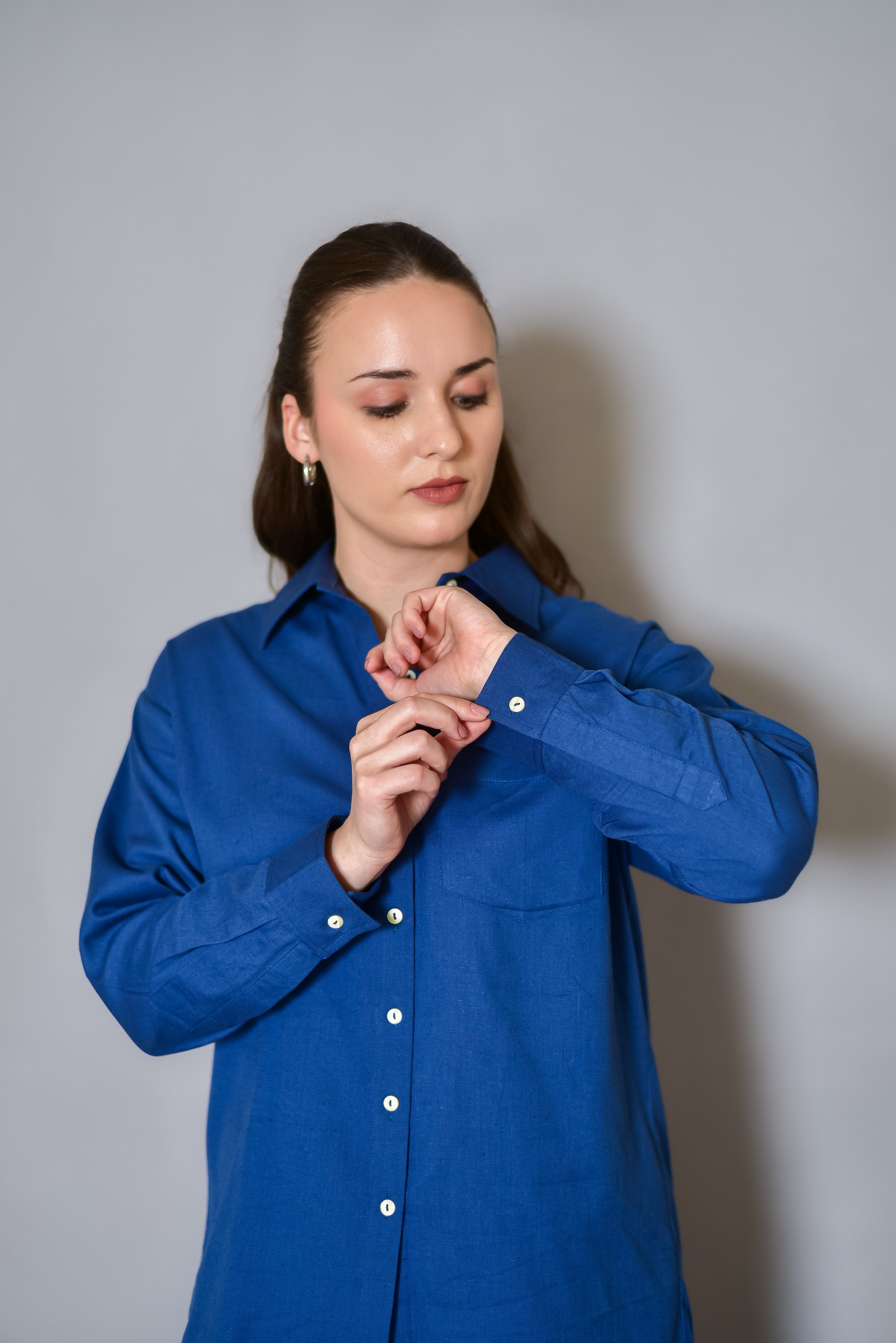 Formal Indigo Cotton Shirt