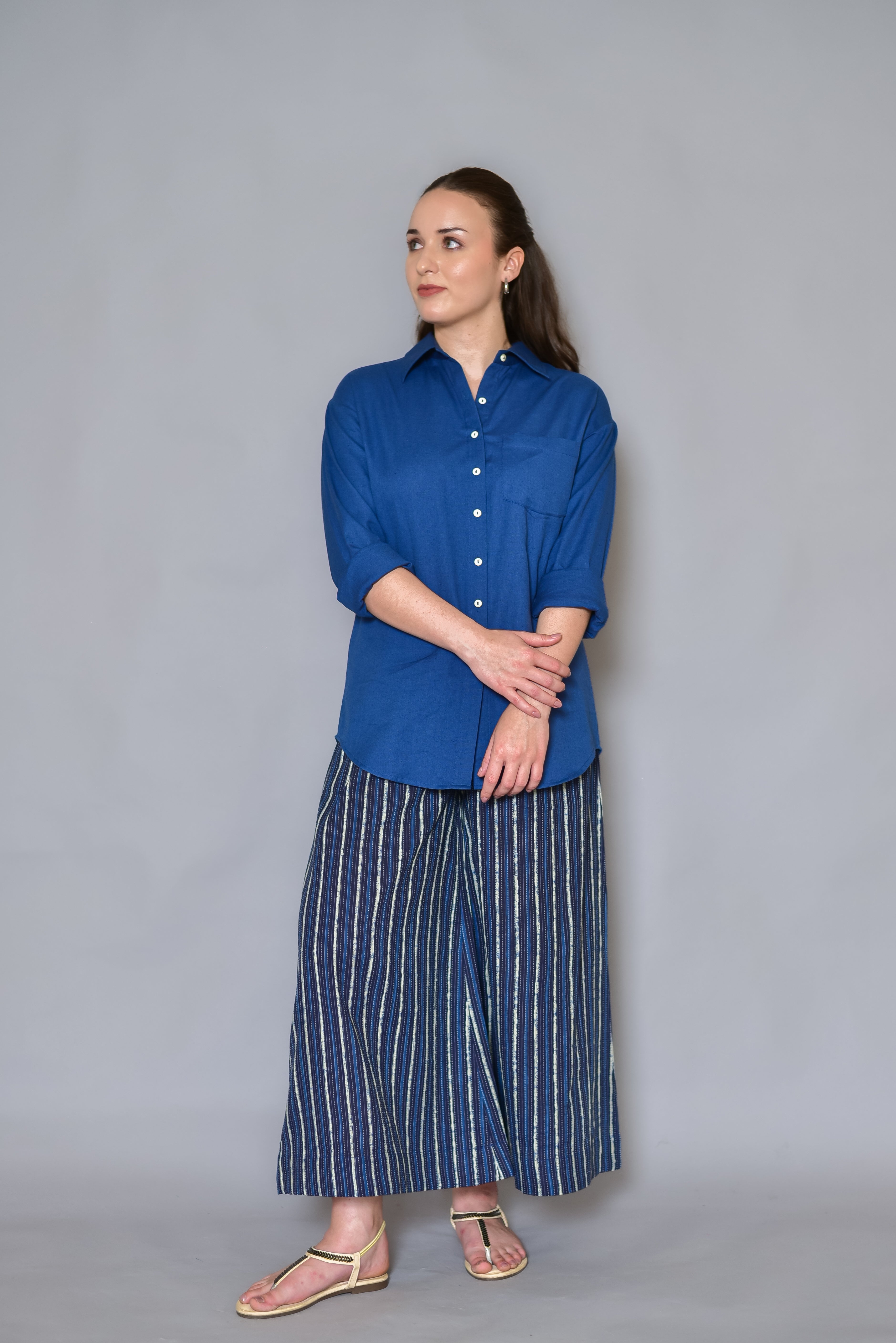 Formal Indigo Cotton Shirt