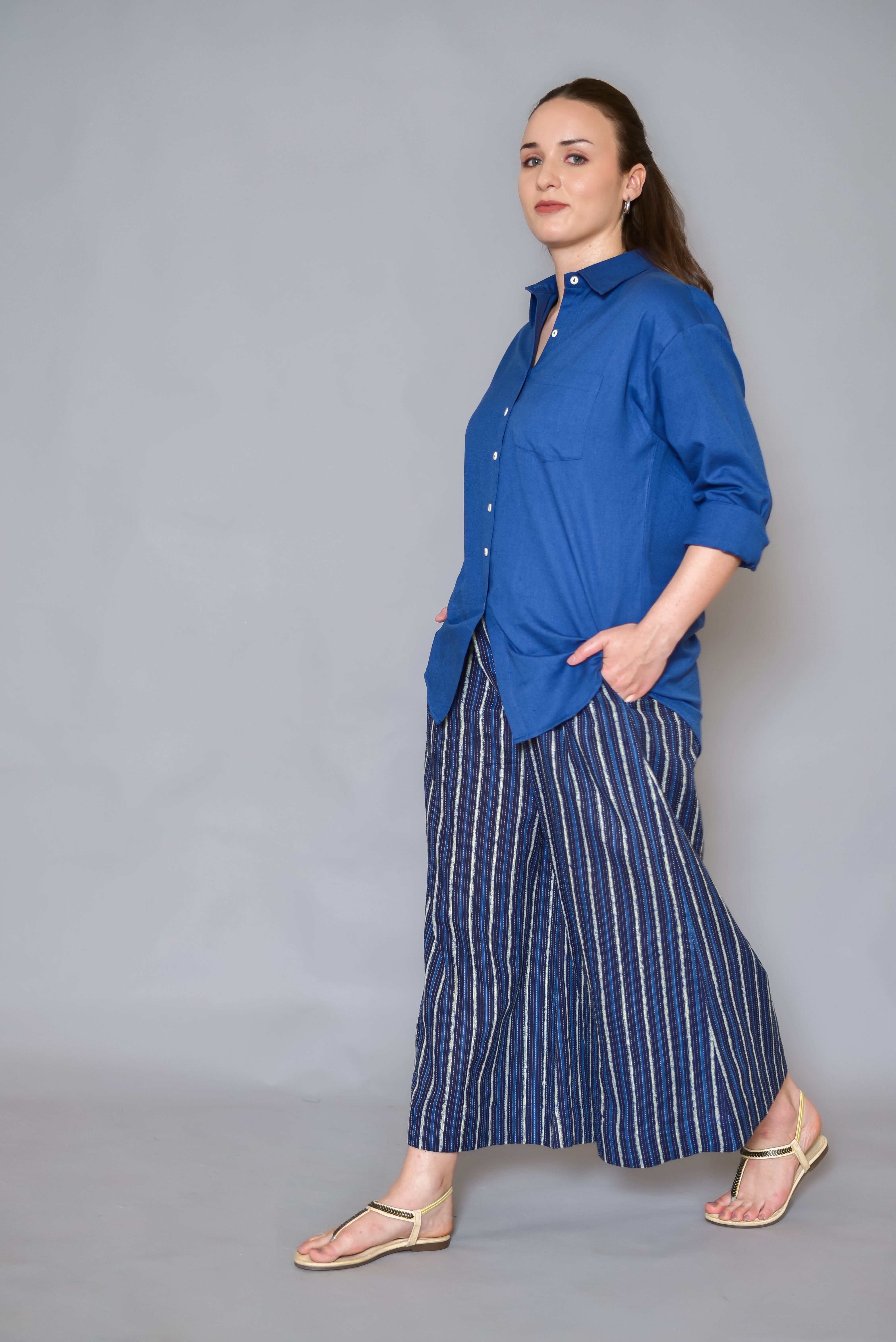 2-Piece Formal Shirt & Wide-Leg Culotte Set