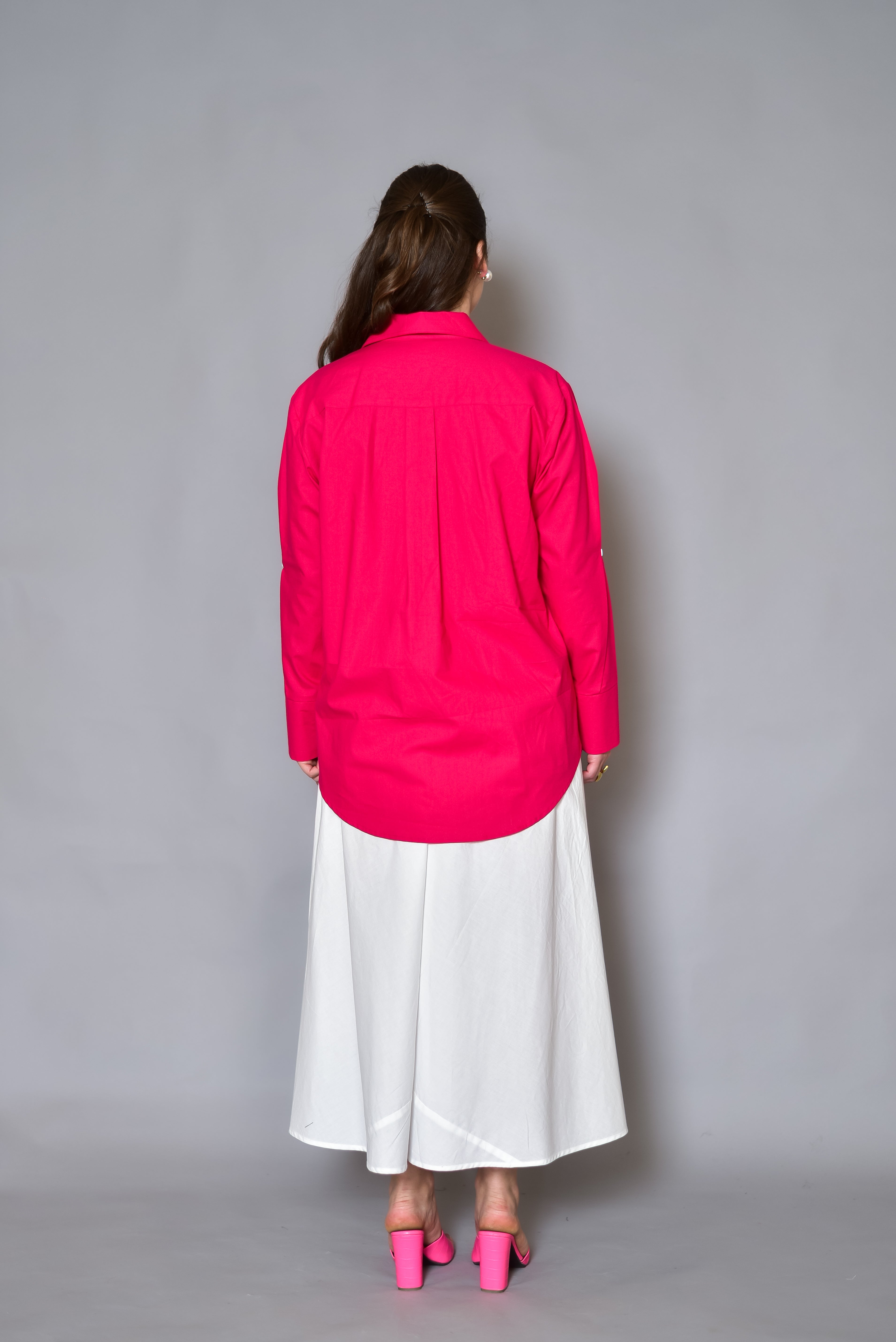 Hot Pink Statement Pleated Shirt