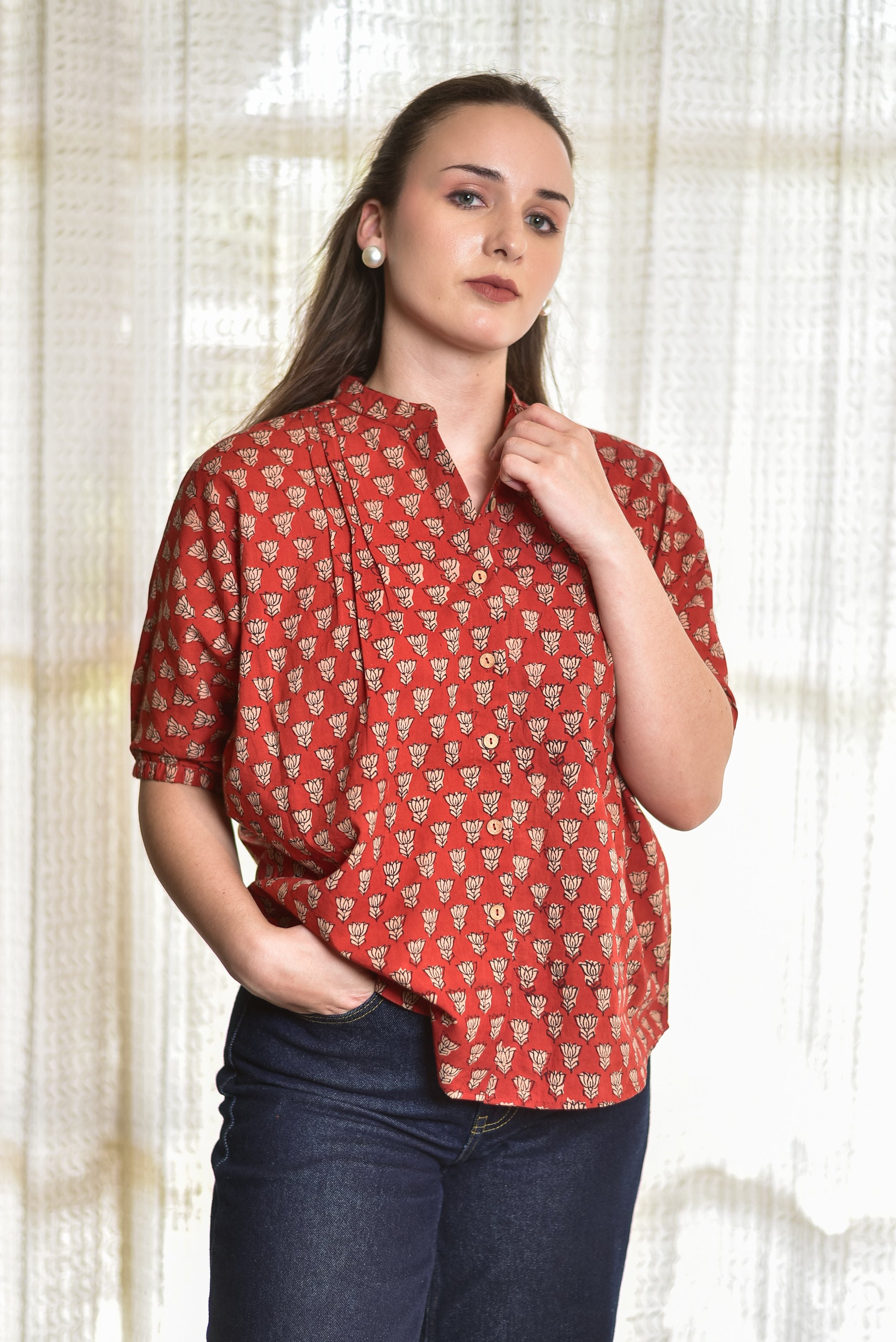 Block Print Kaftan Top