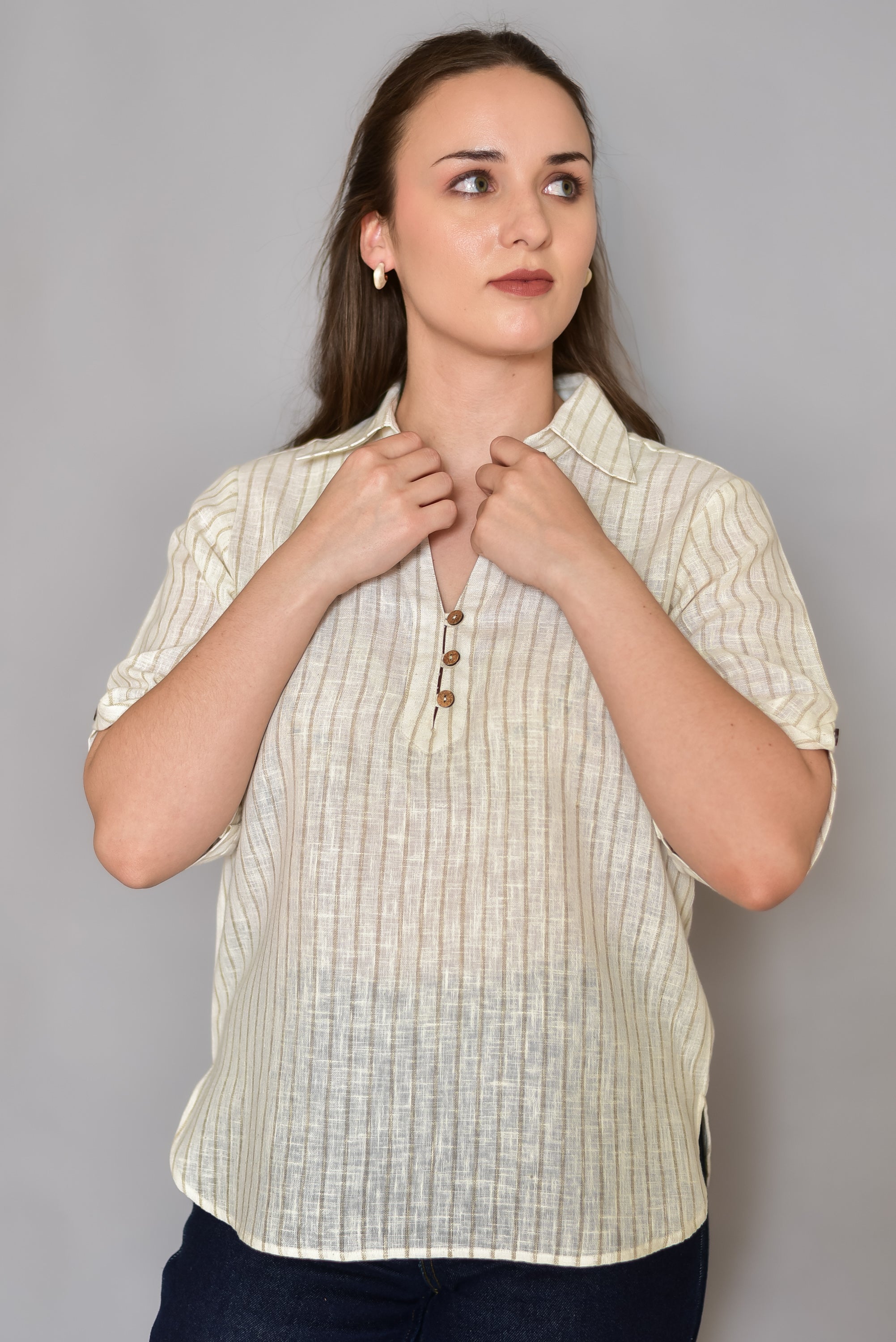 Textured Brown Stripe Shirt