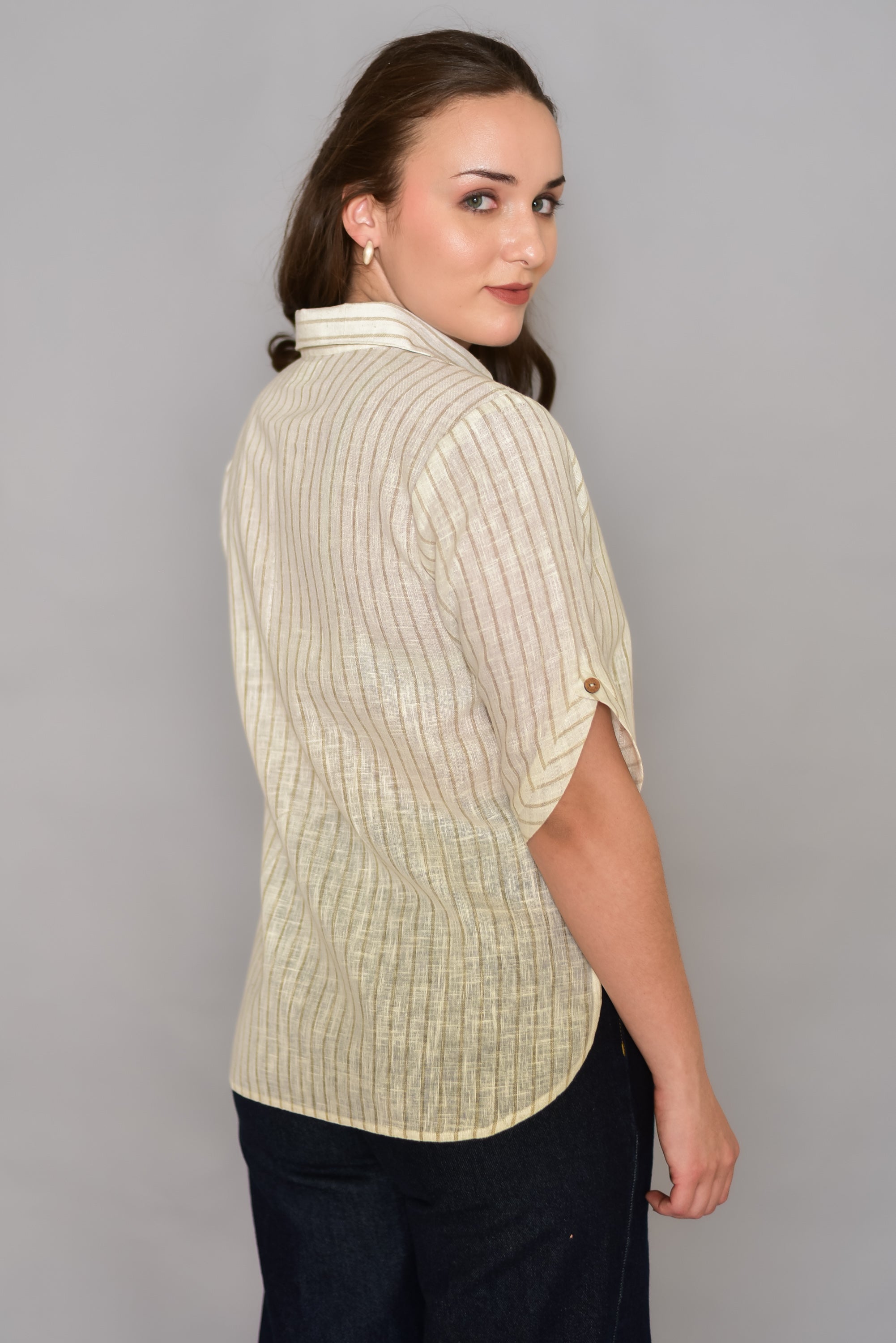 Textured Brown Stripe Shirt
