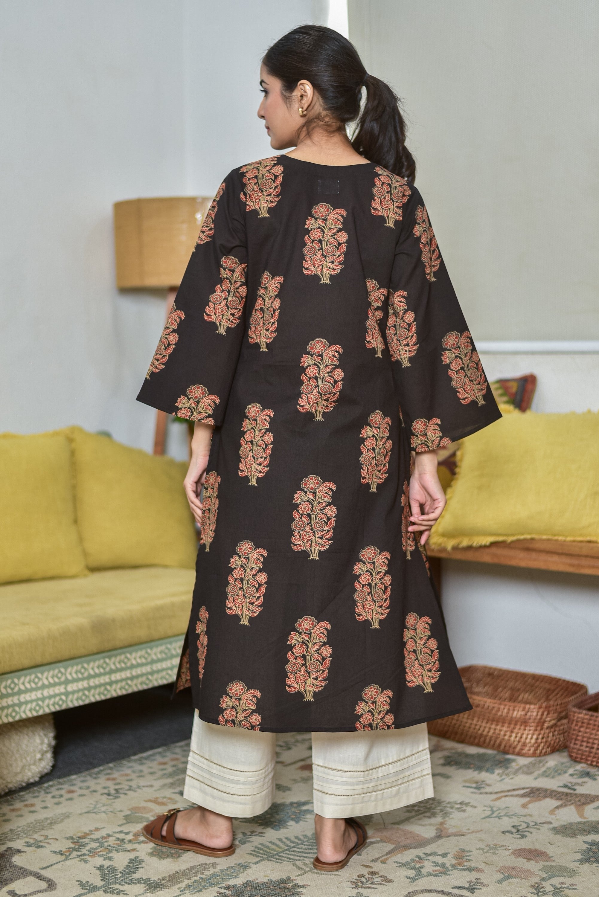 Everyday Classic Boota Print Tunic (Dark Brown)