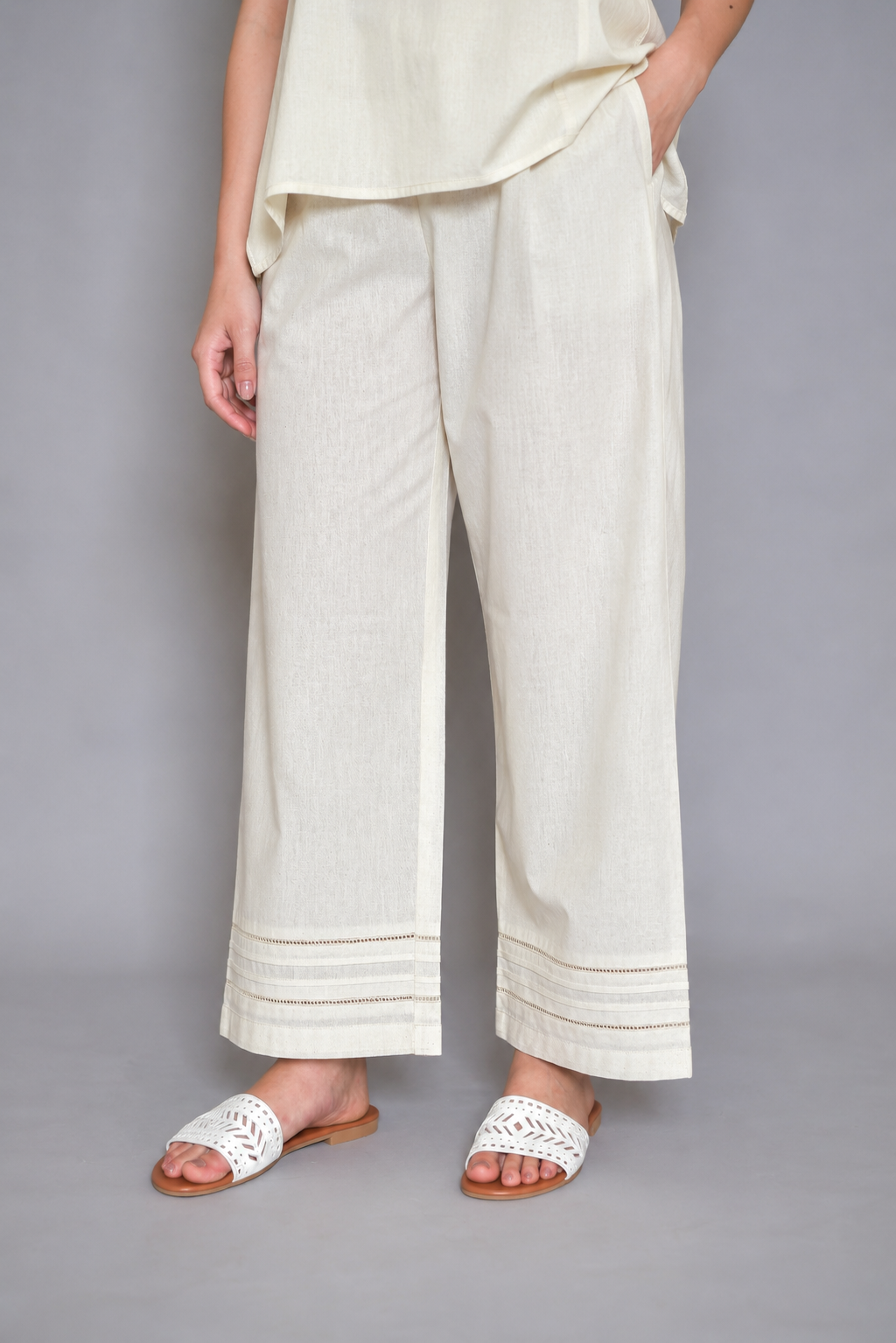 Off-White Cotton Lace Bottom