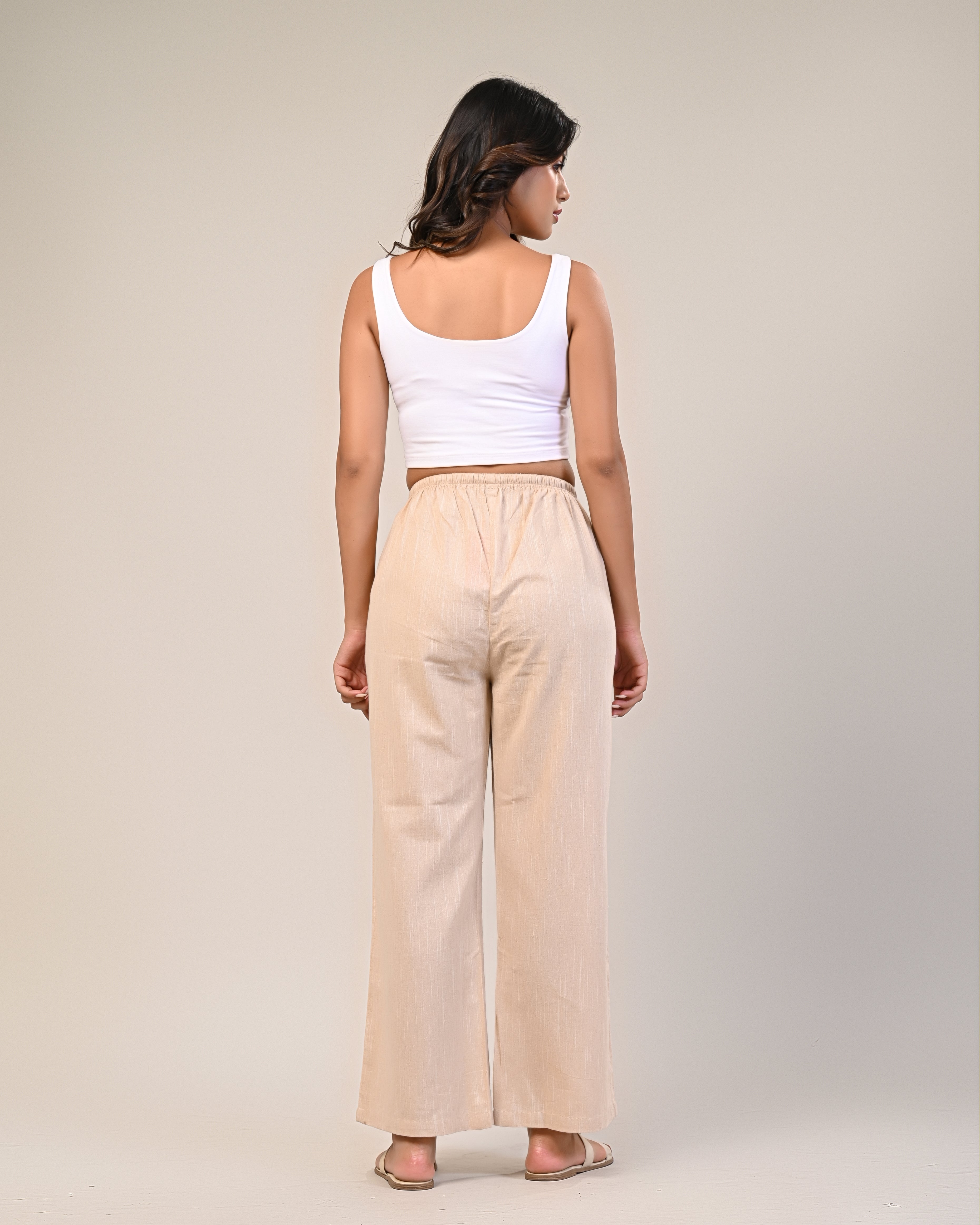 Women’s Beige Wide-Leg Pants