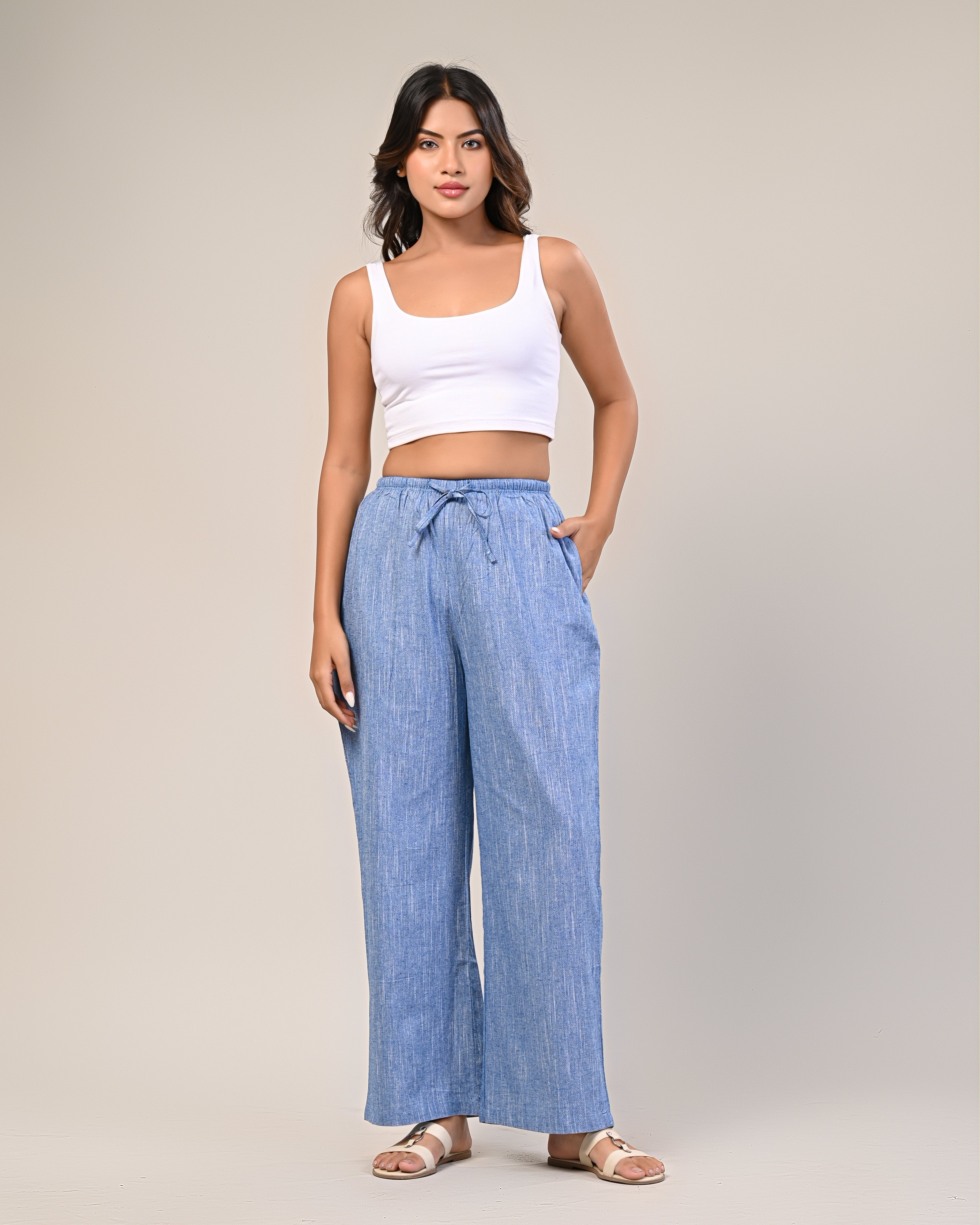 Women’s Blue Wide-Leg Pants