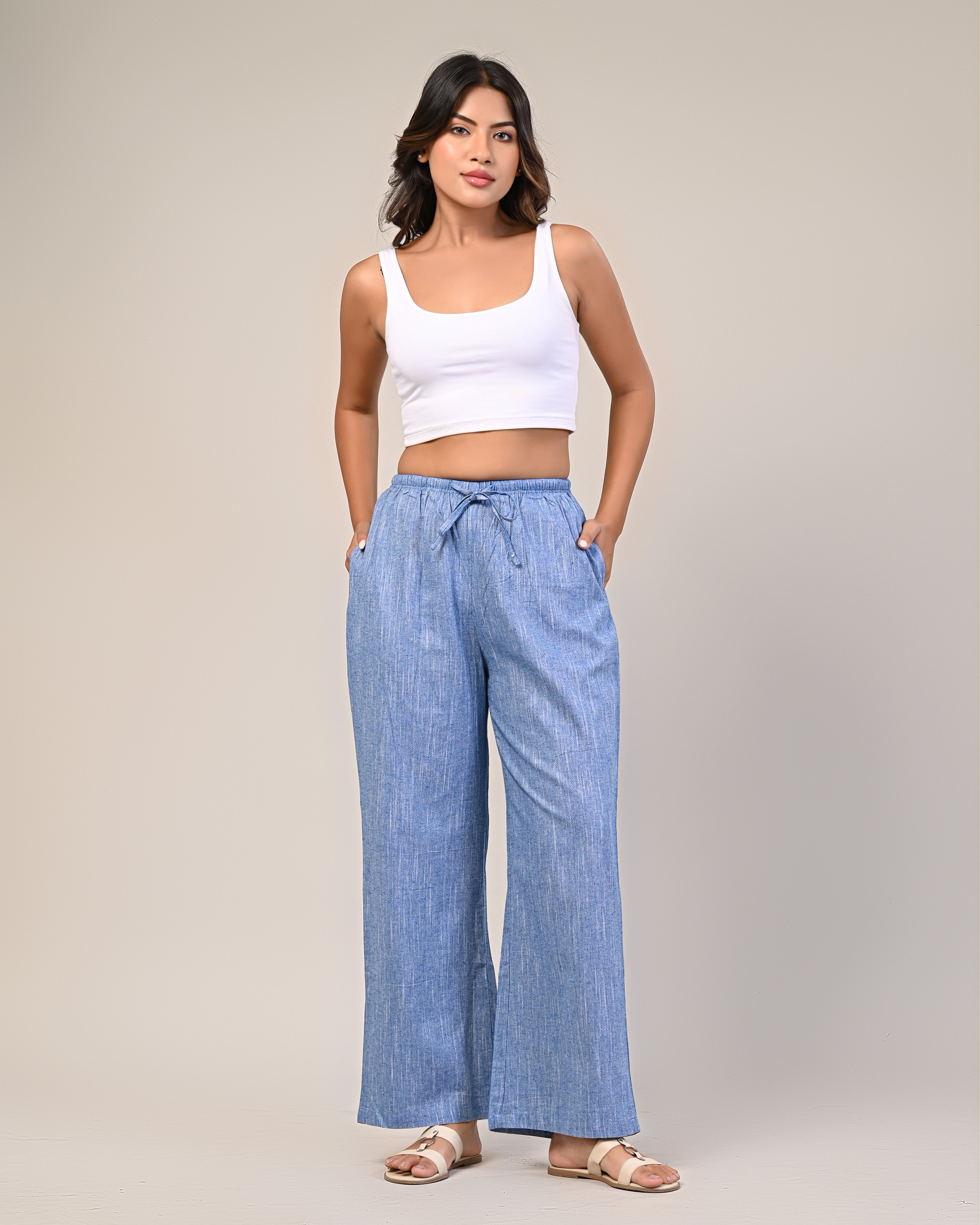 Women’s Blue Wide-Leg Pants