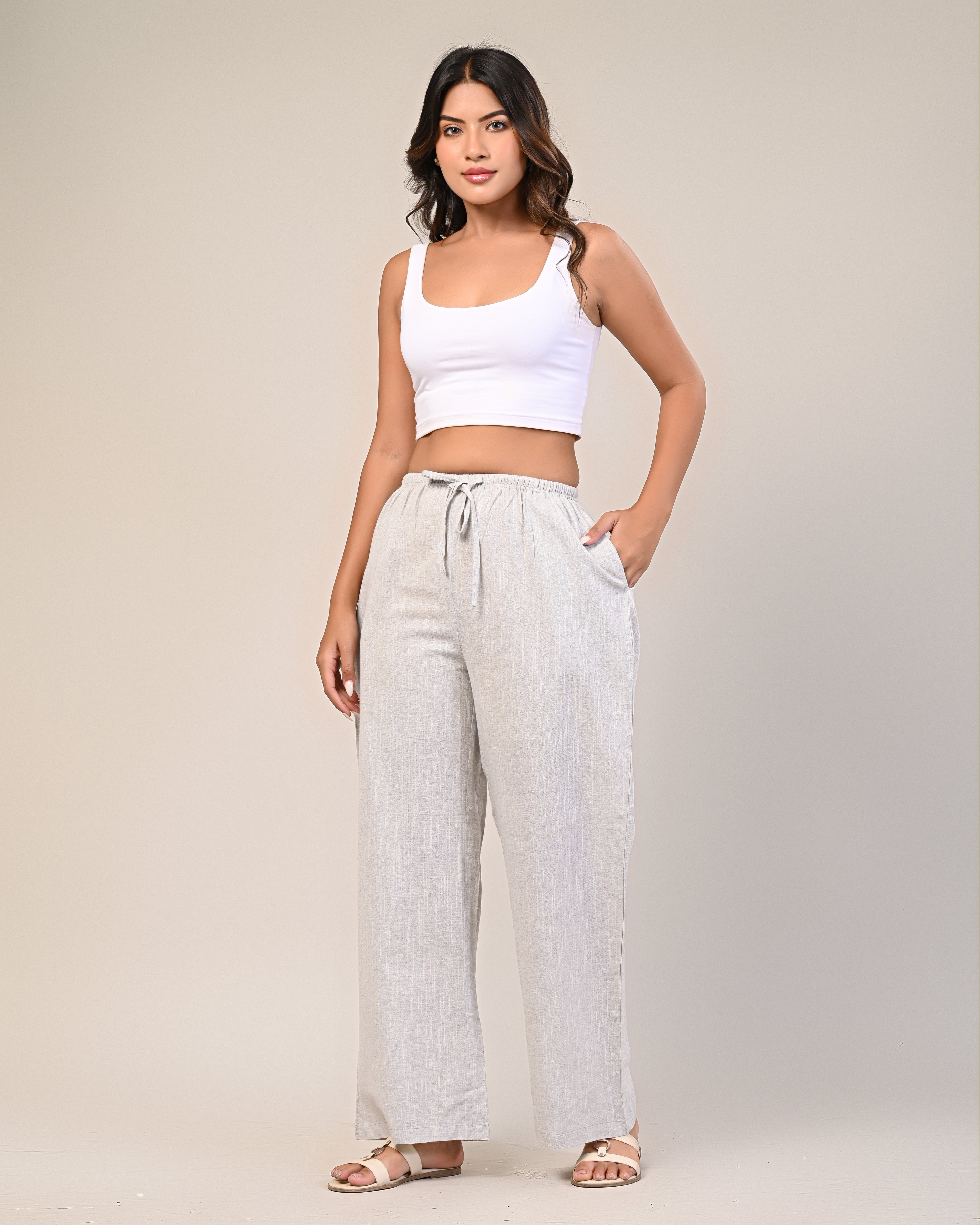 Women’s Grey Wide-Leg Pants.