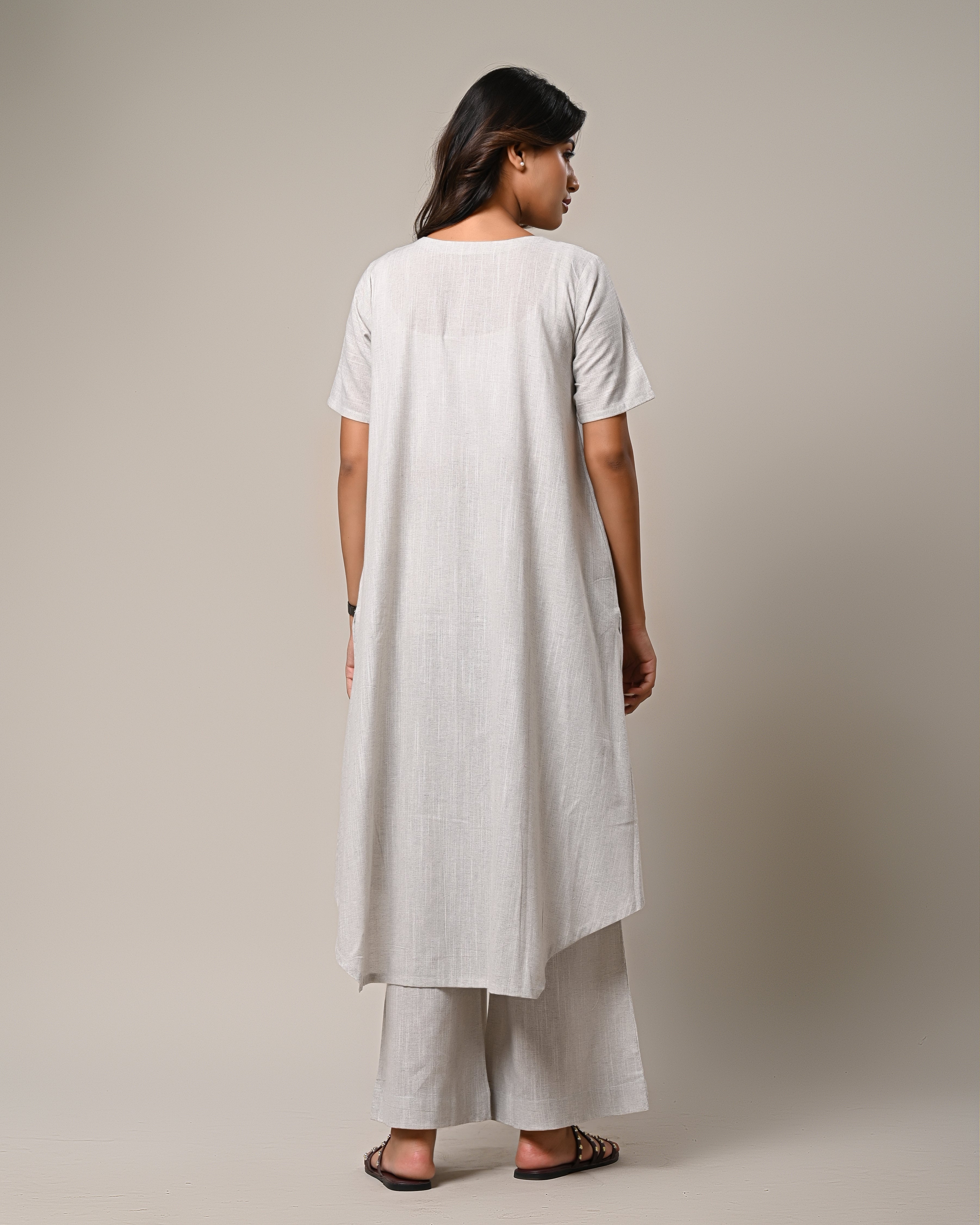 Elegant Grey Kurta and Palazzo Set