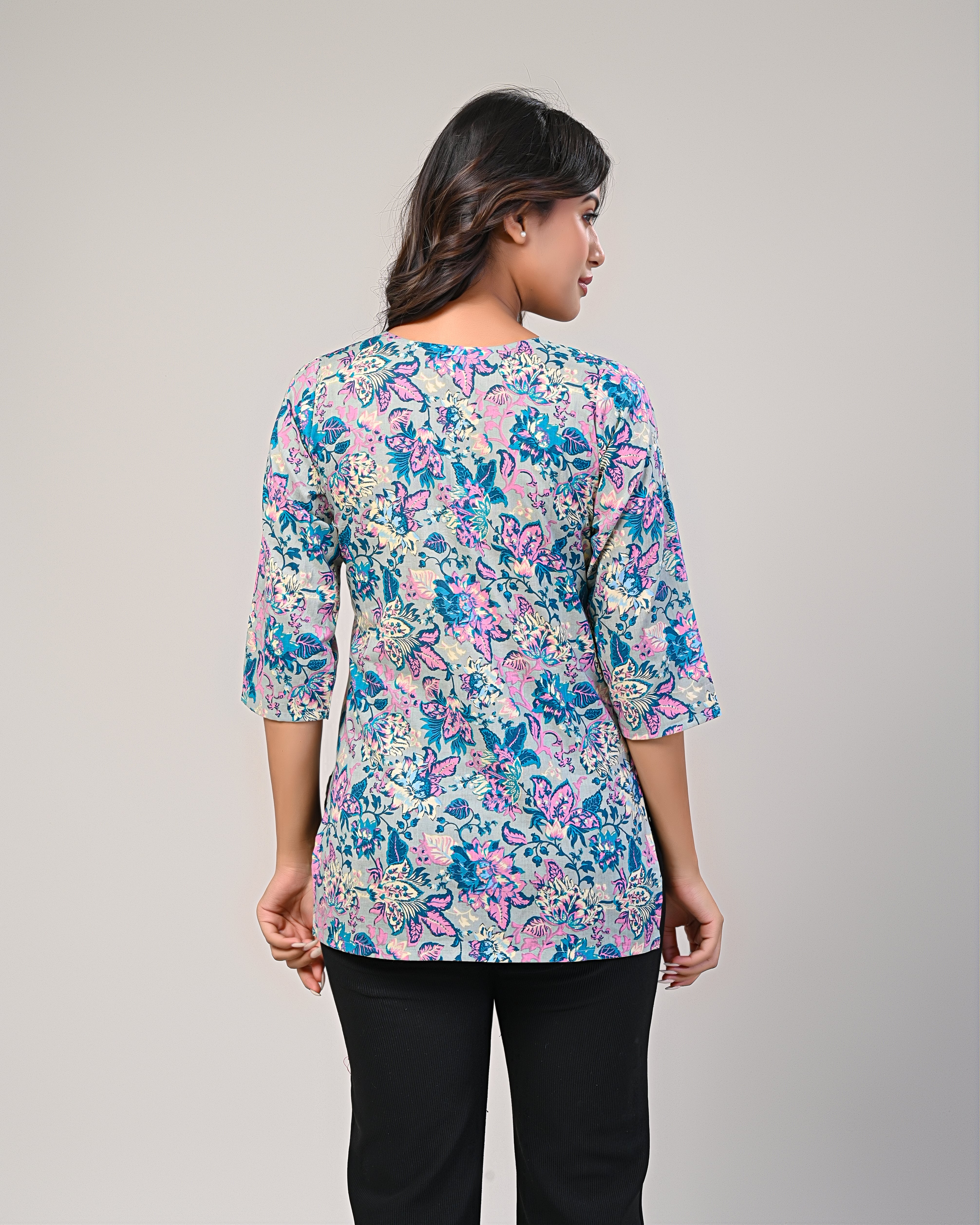 Pastel Floral Printed Straight Kurti