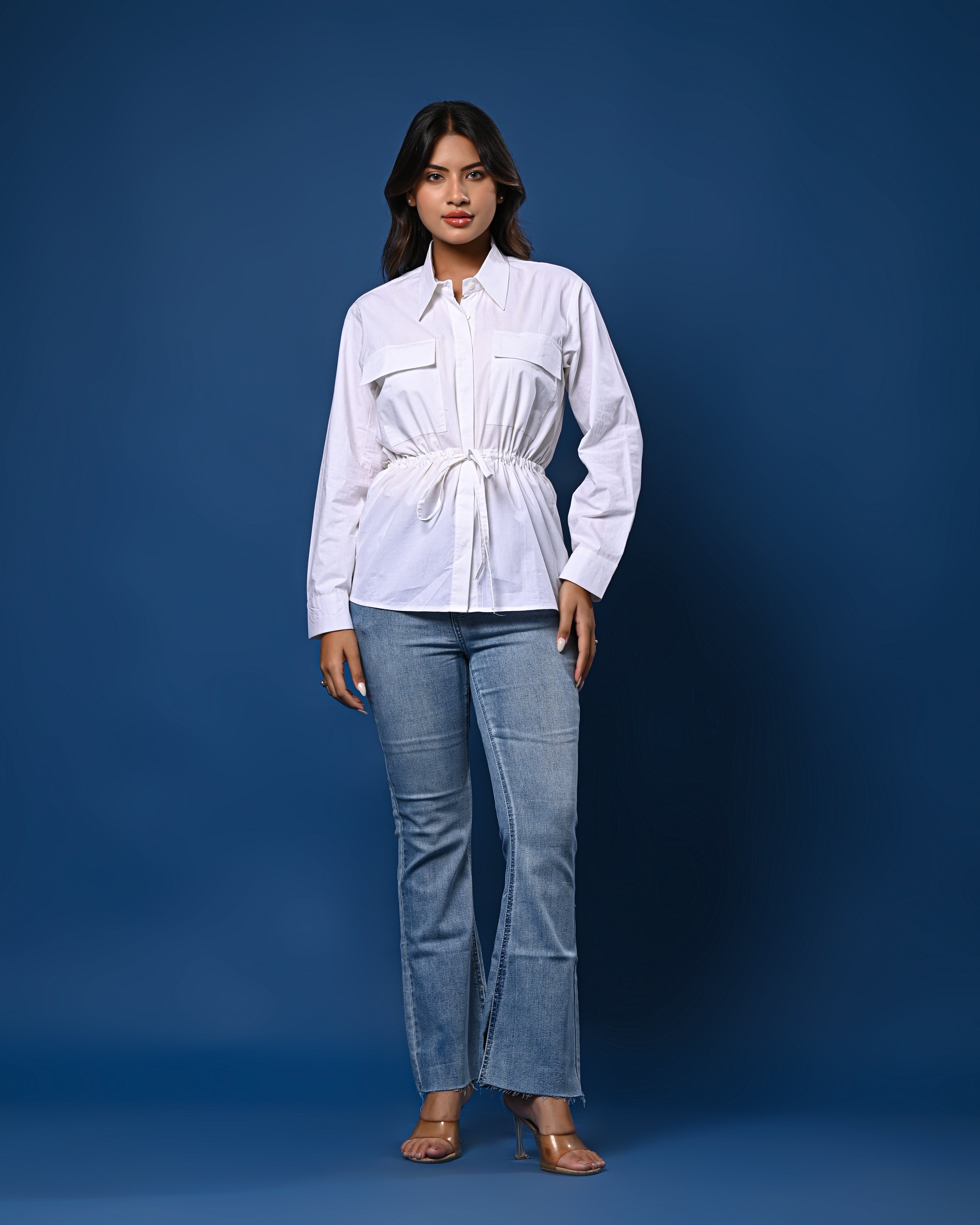 Women’s White Tie-Waist Shirt