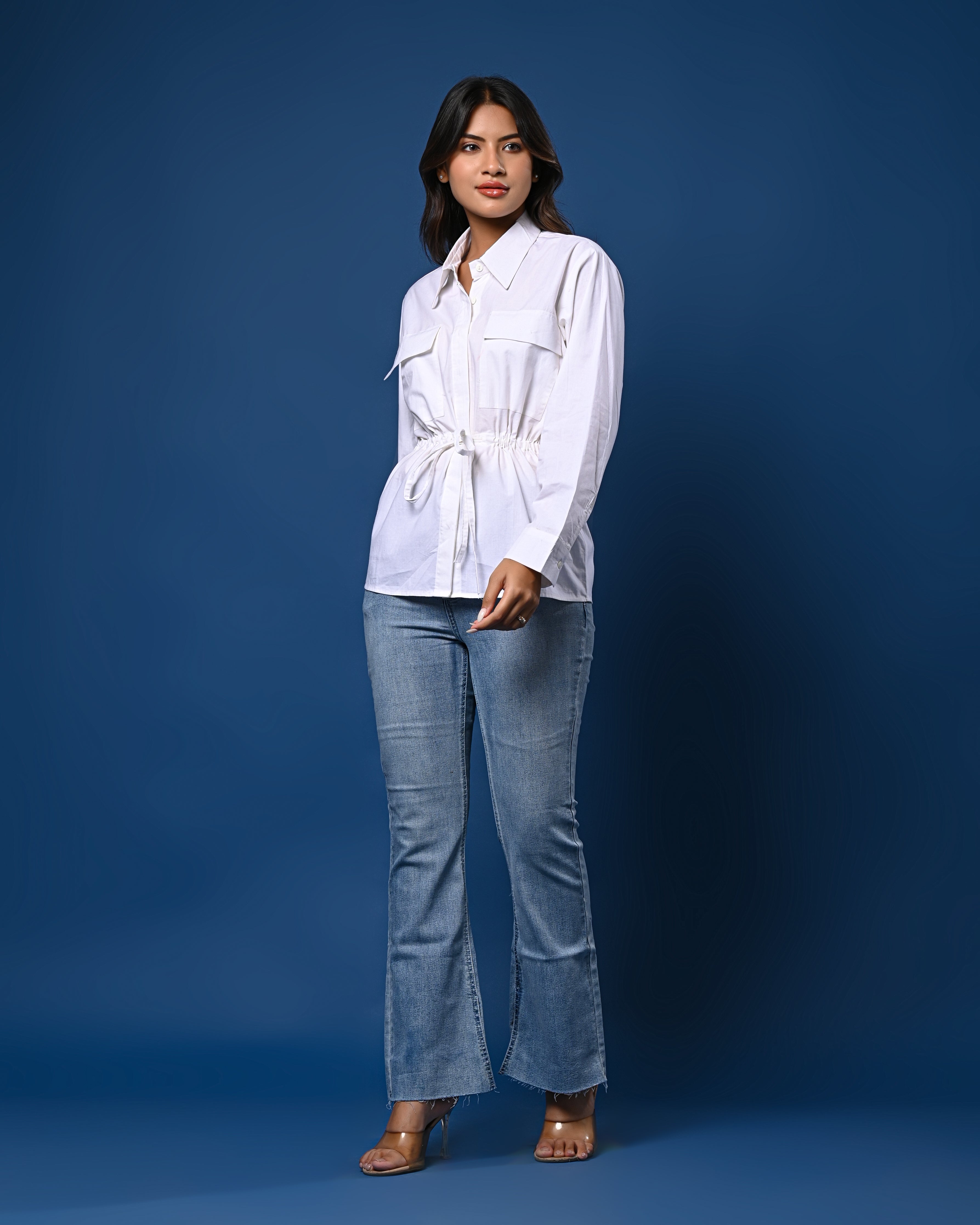 Women’s White Tie-Waist Shirt