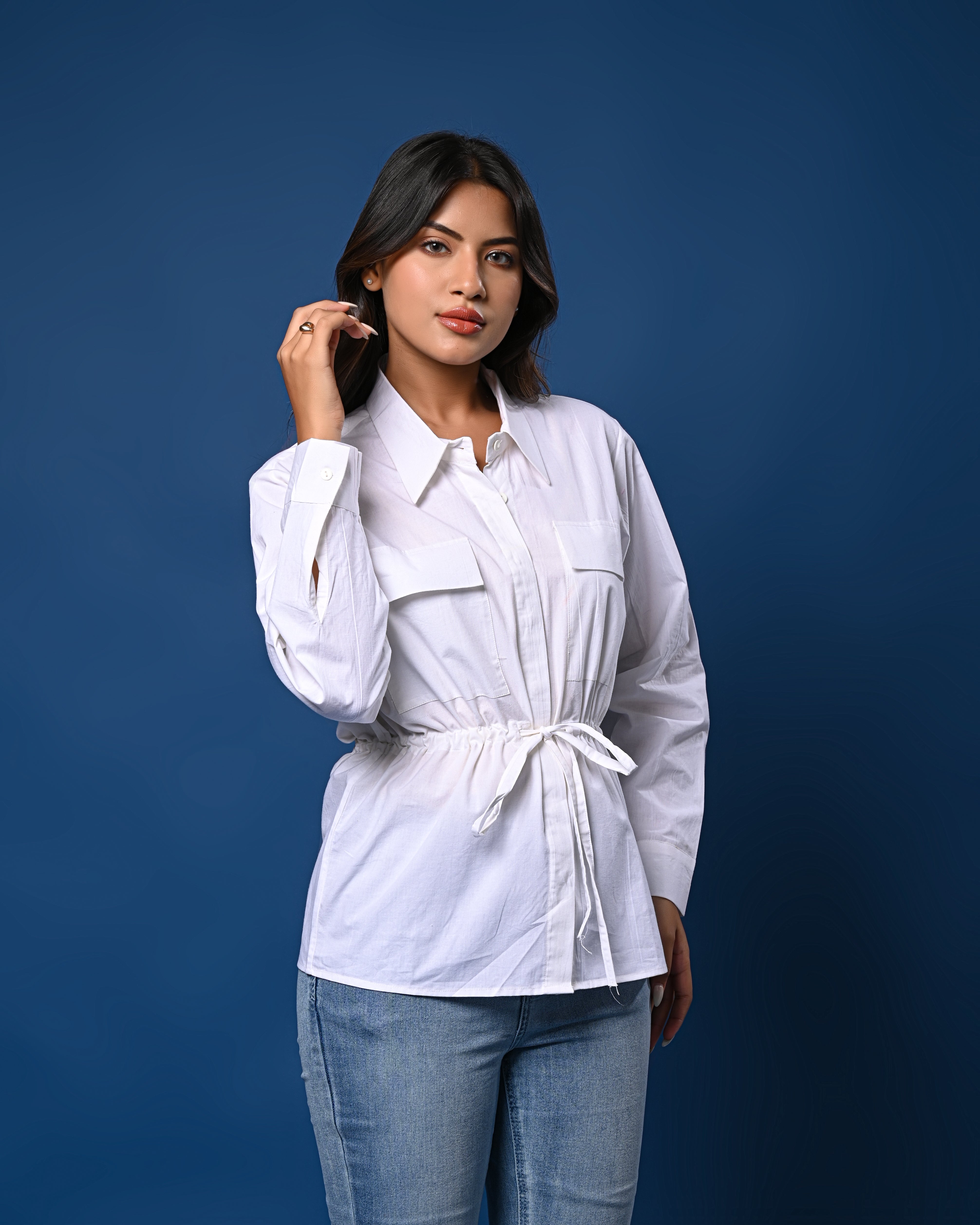 Women’s White Tie-Waist Shirt