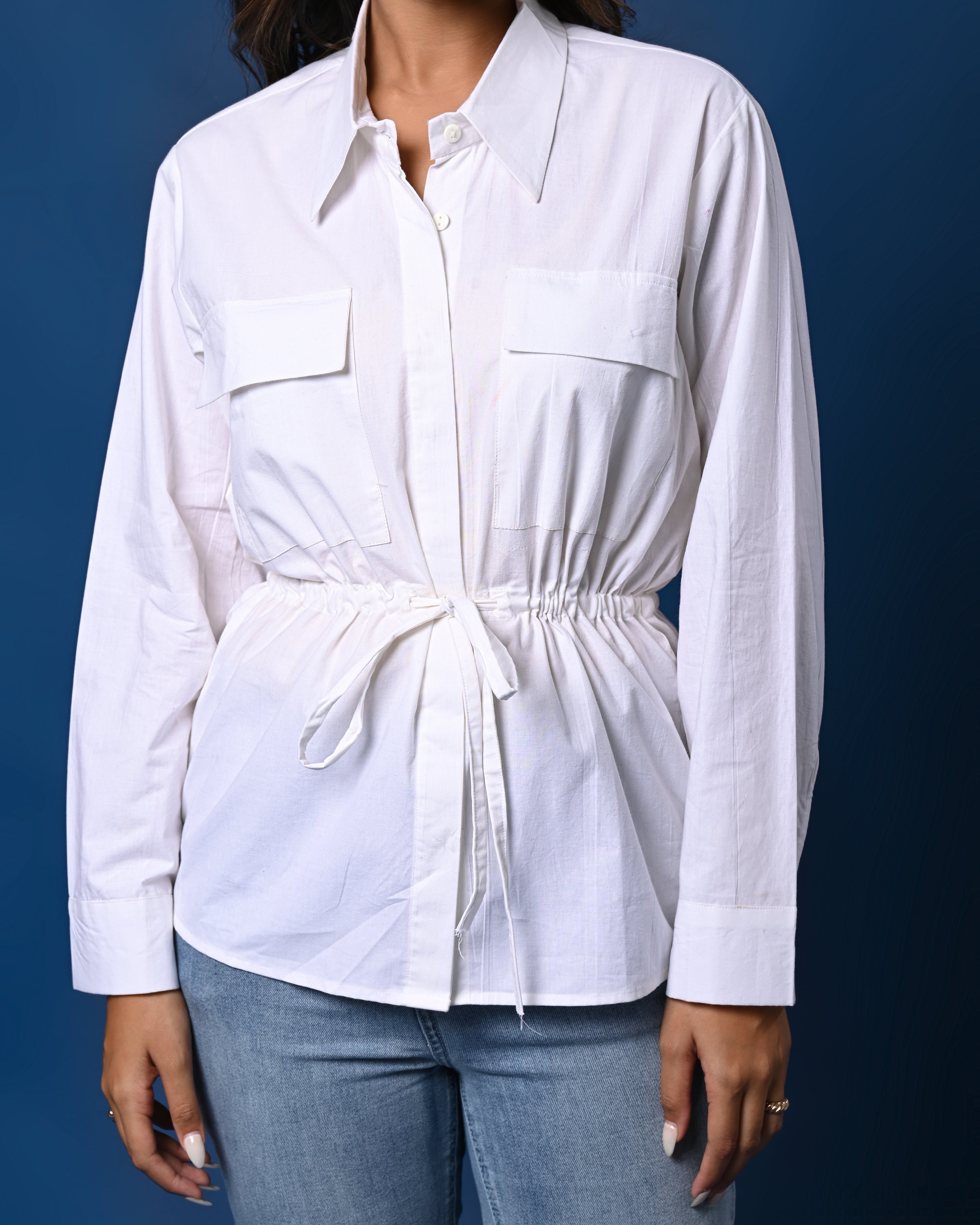 Women’s White Tie-Waist Shirt