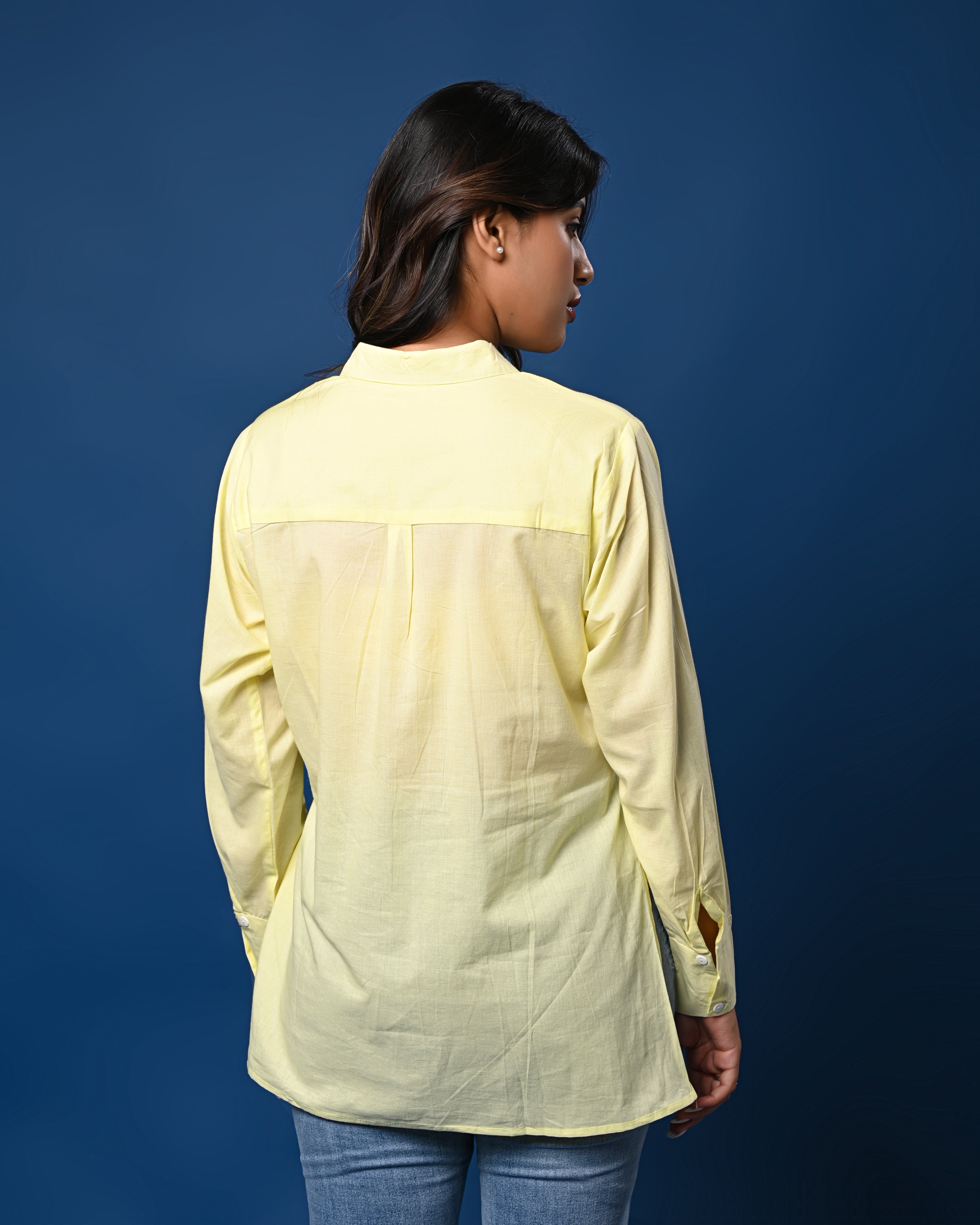 Women’s Yellow Asymmetrical Tie-Waist Shirt